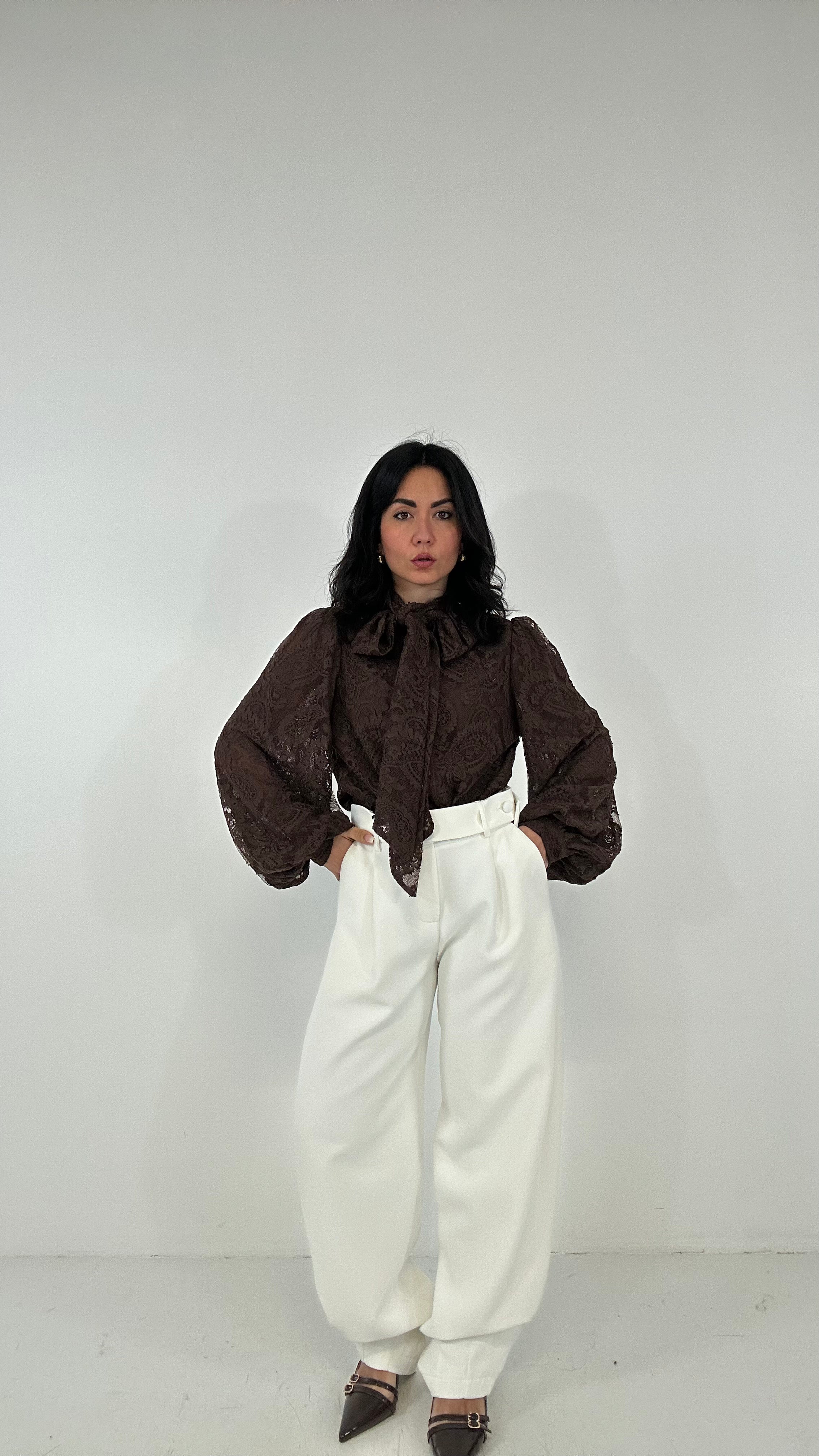 Pantalone LUMINA bottoncino - BIANCO