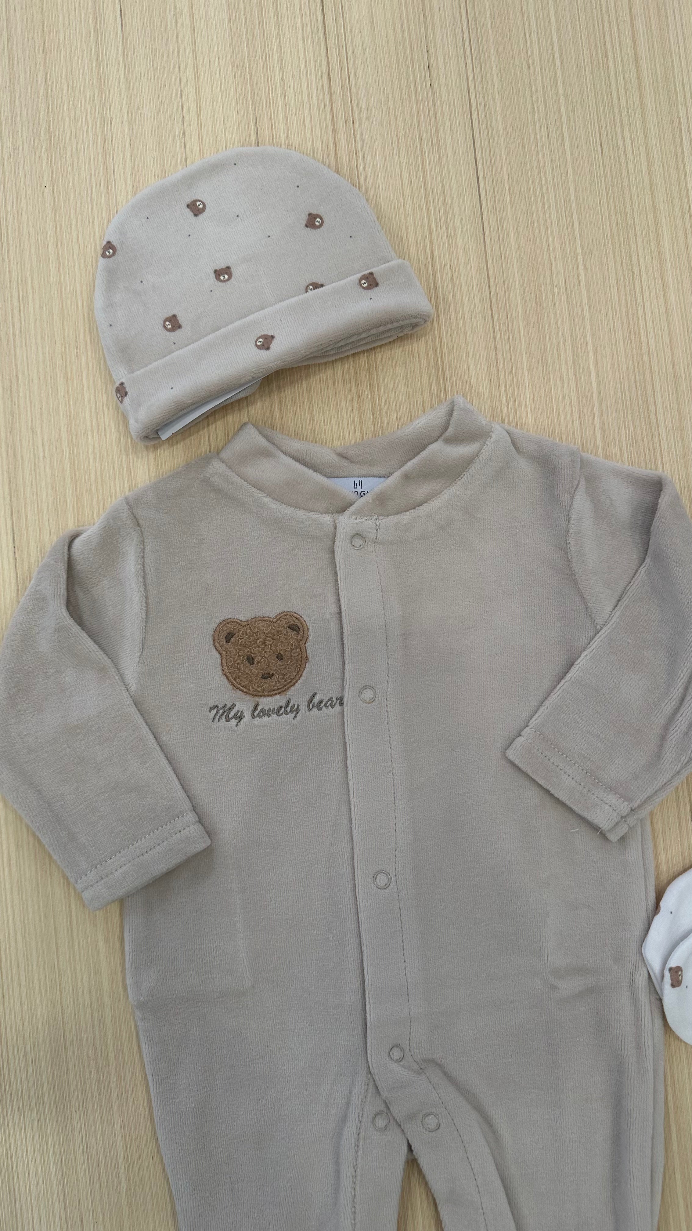 Set NASCITA TUTINA+BODY+CAPPELLO+MUFFOLETTE - BEIGE