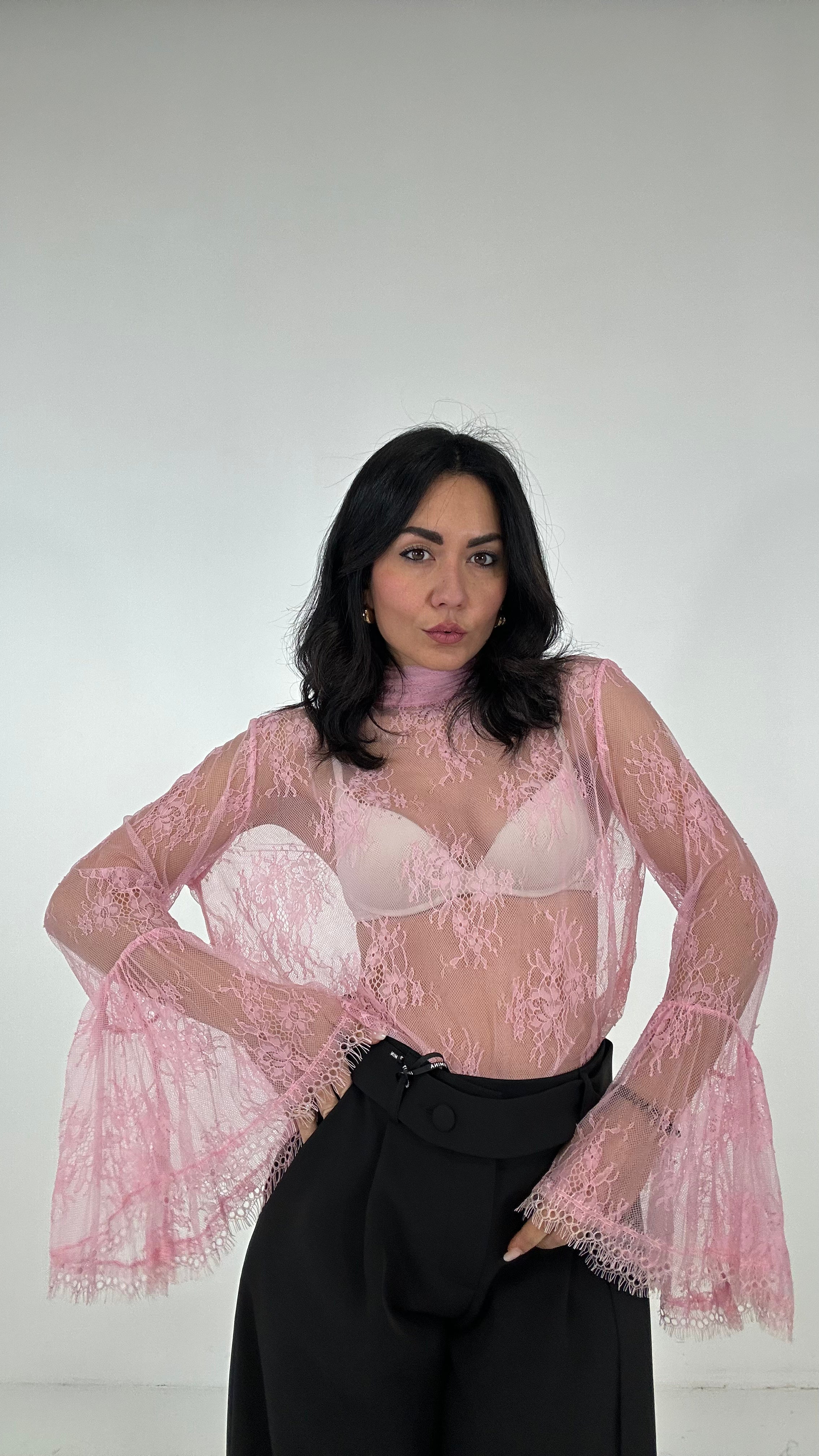 Camicia LUMINA IN PIZZO - ROSA
