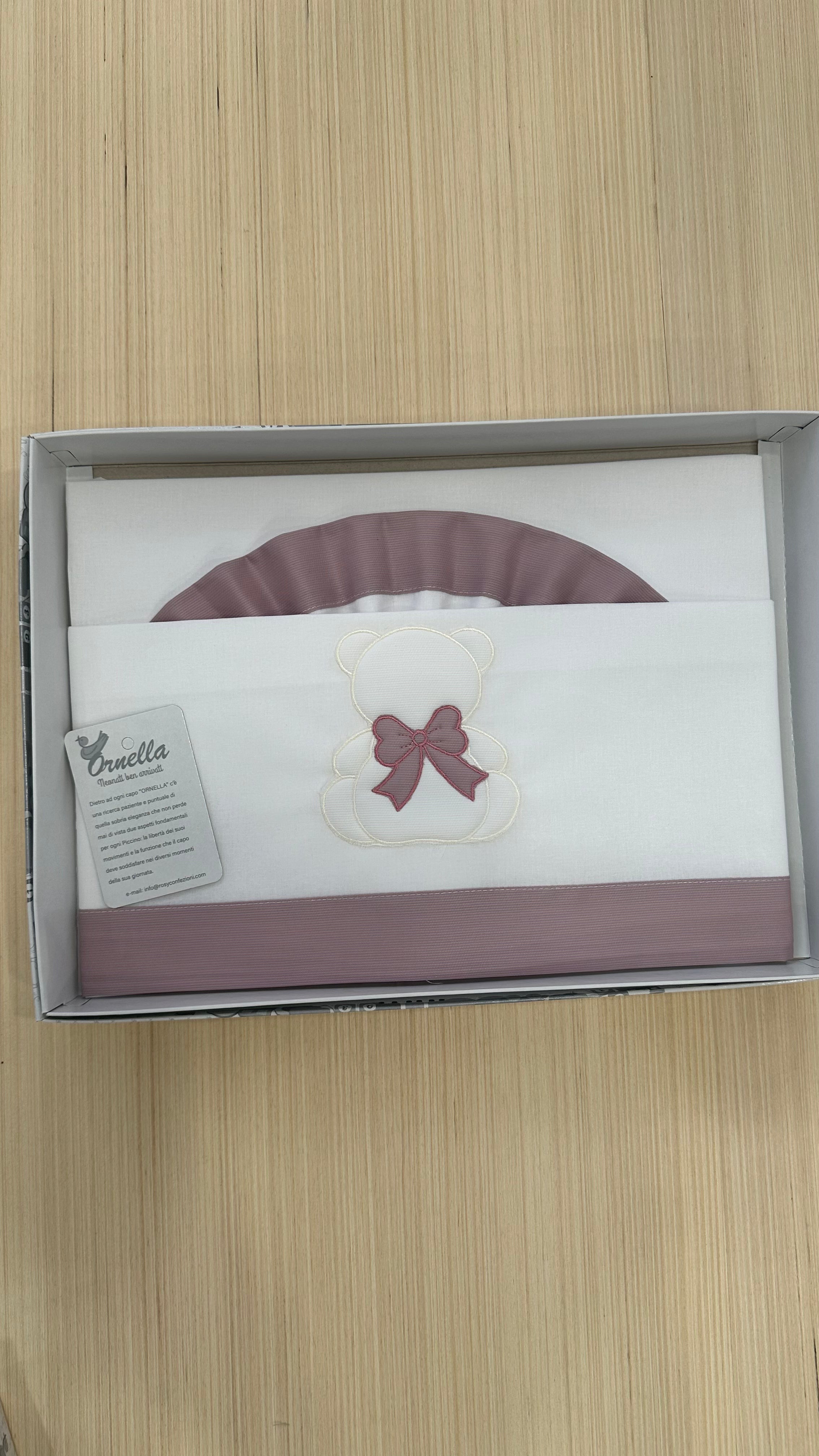 Lenzuola CARROZZINA ORSO FIOCCO 90X120 - ROSA