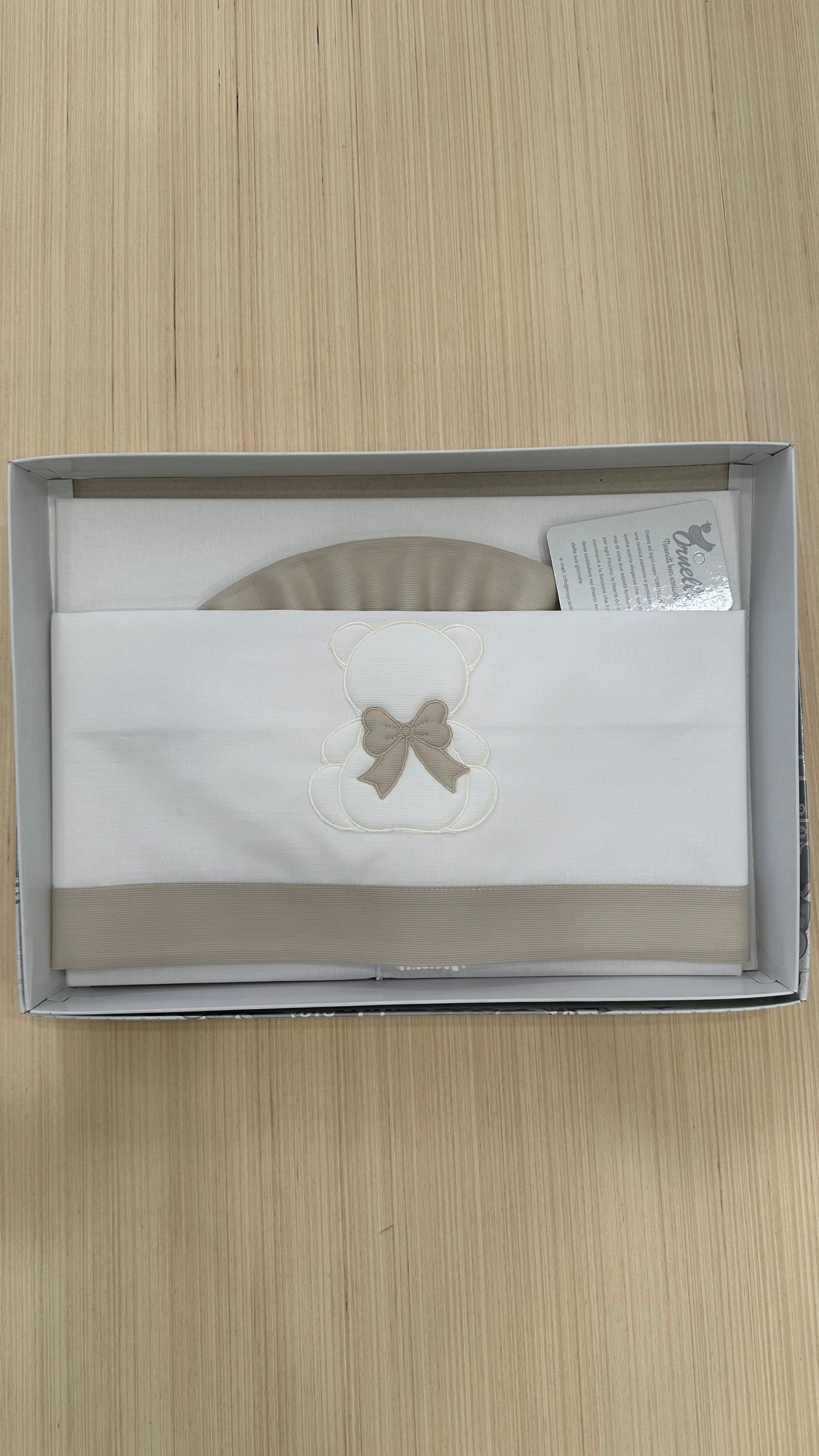 Lenzuola CARROZZINA ORSO FIOCCO 90X120 - BEIGE