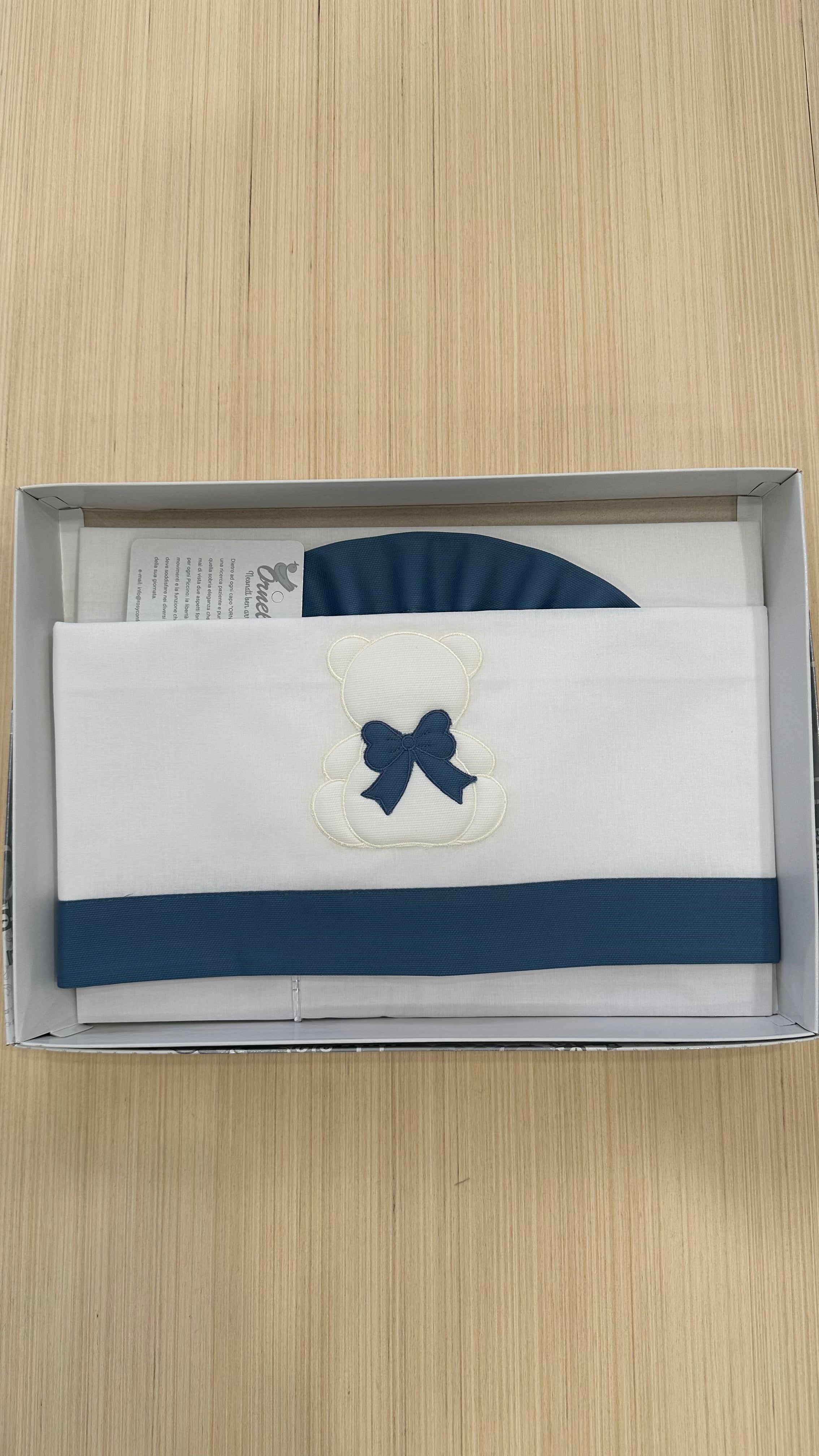 Lenzuola CARROZZINA ORSO FIOCCO 90X120 - BLU