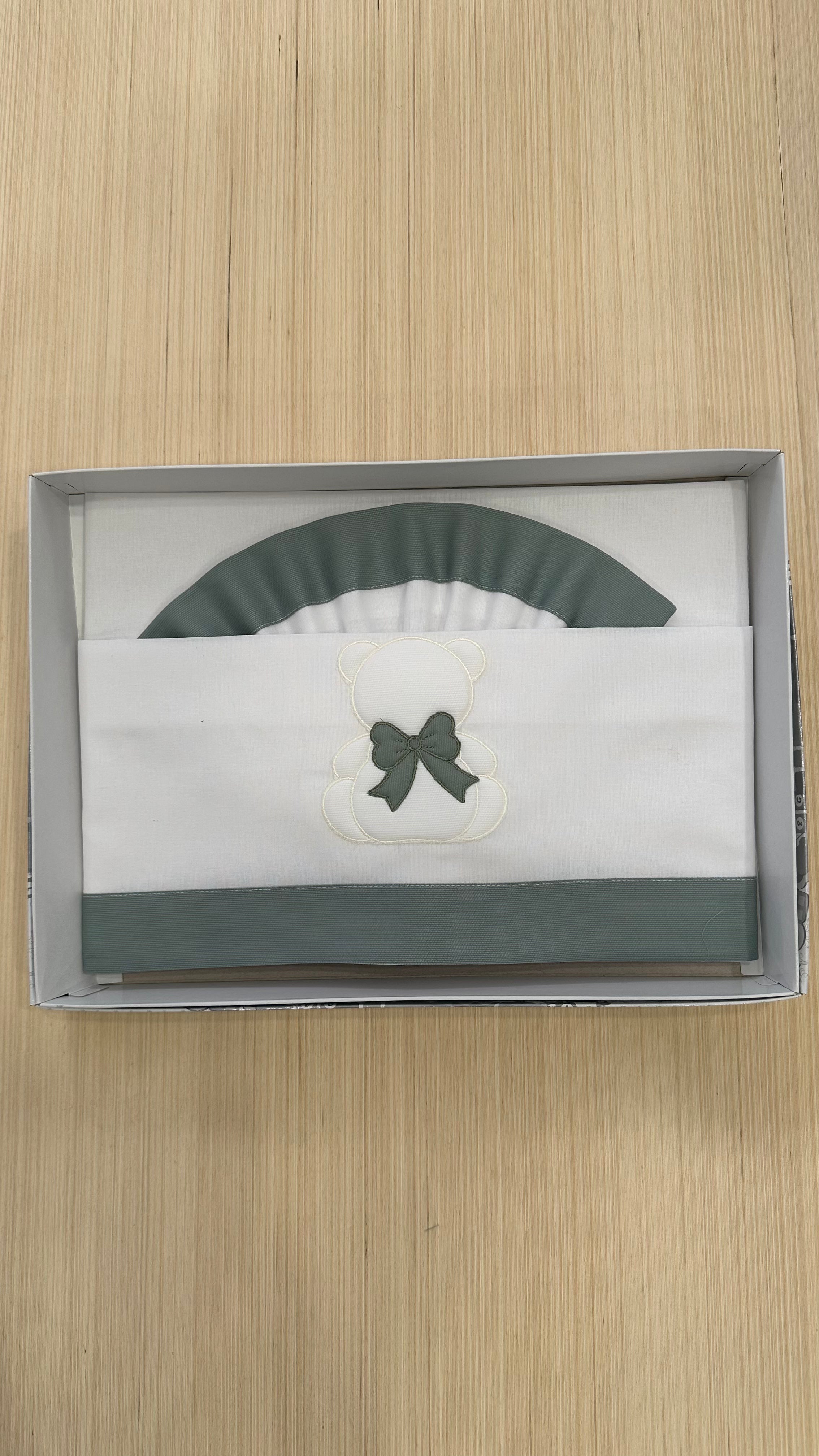 Lenzuola CARROZZINA ORSO FIOCCO 90X120 - VERDE