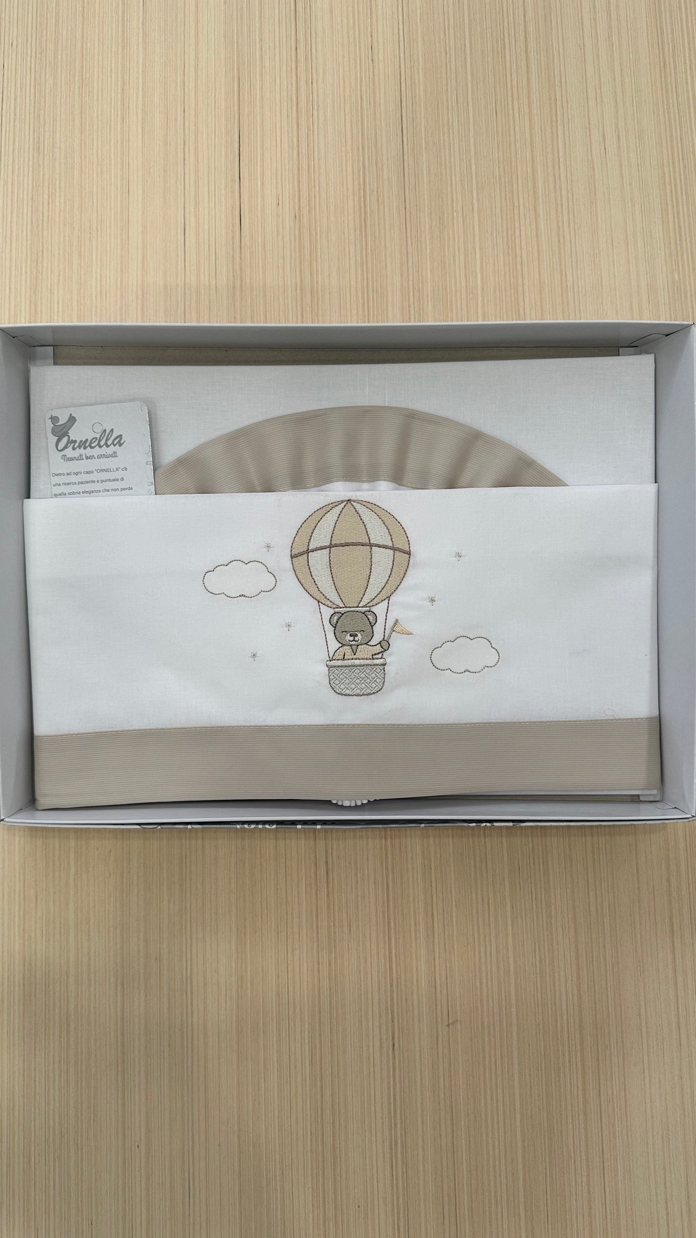 Lenzuola CARROZZINA ORSO IN MONGOLFIERA 90X120 - BEIGE