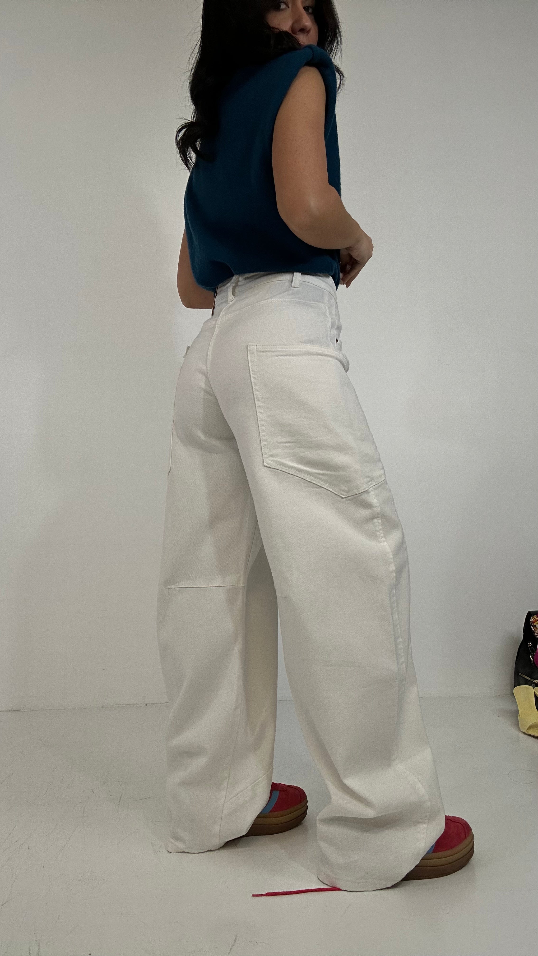 Jeans BALLON CON TASCHE GRANDI - BIANCO