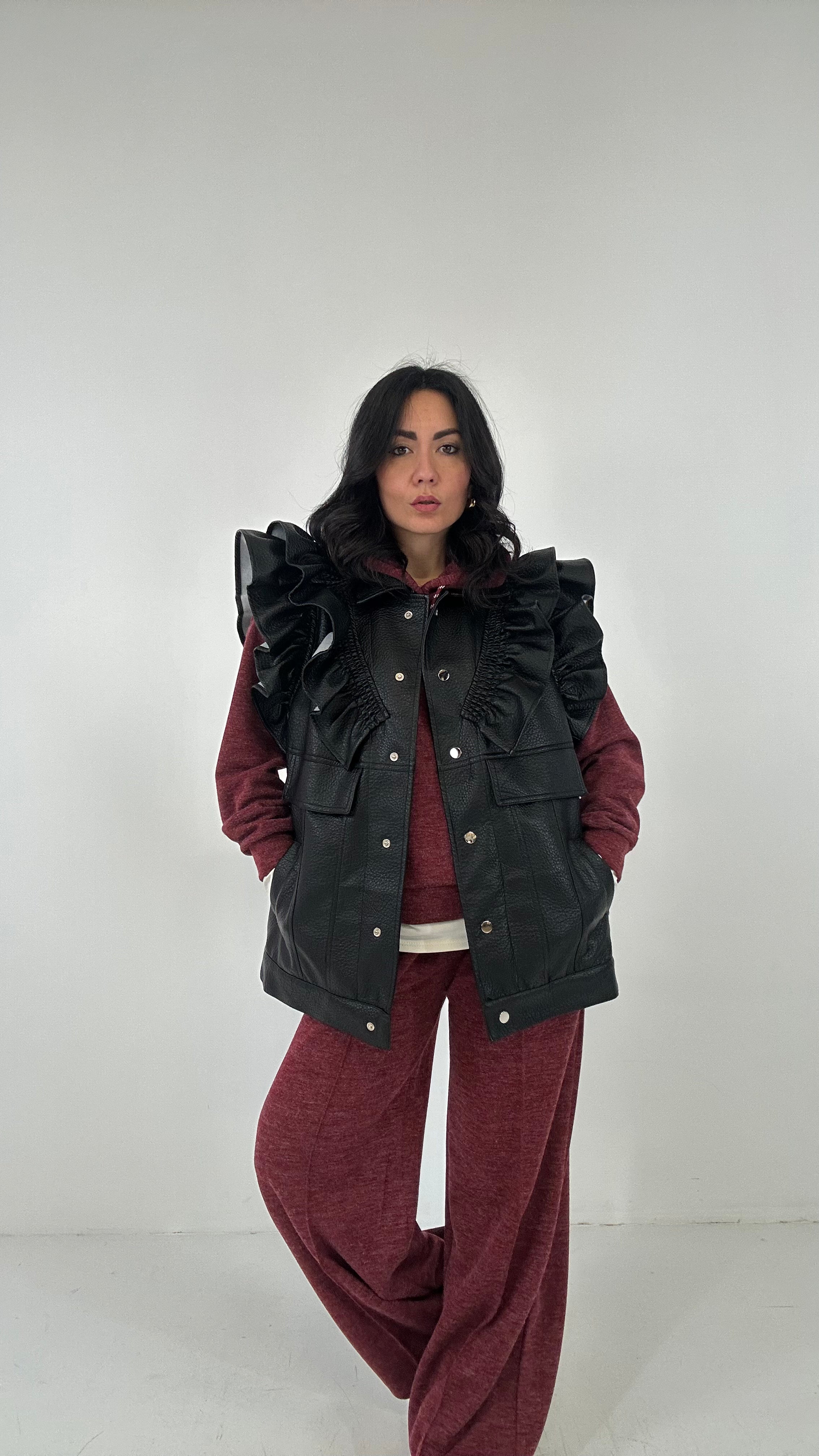 Gilet ECOPELLE VOLANT - NERO