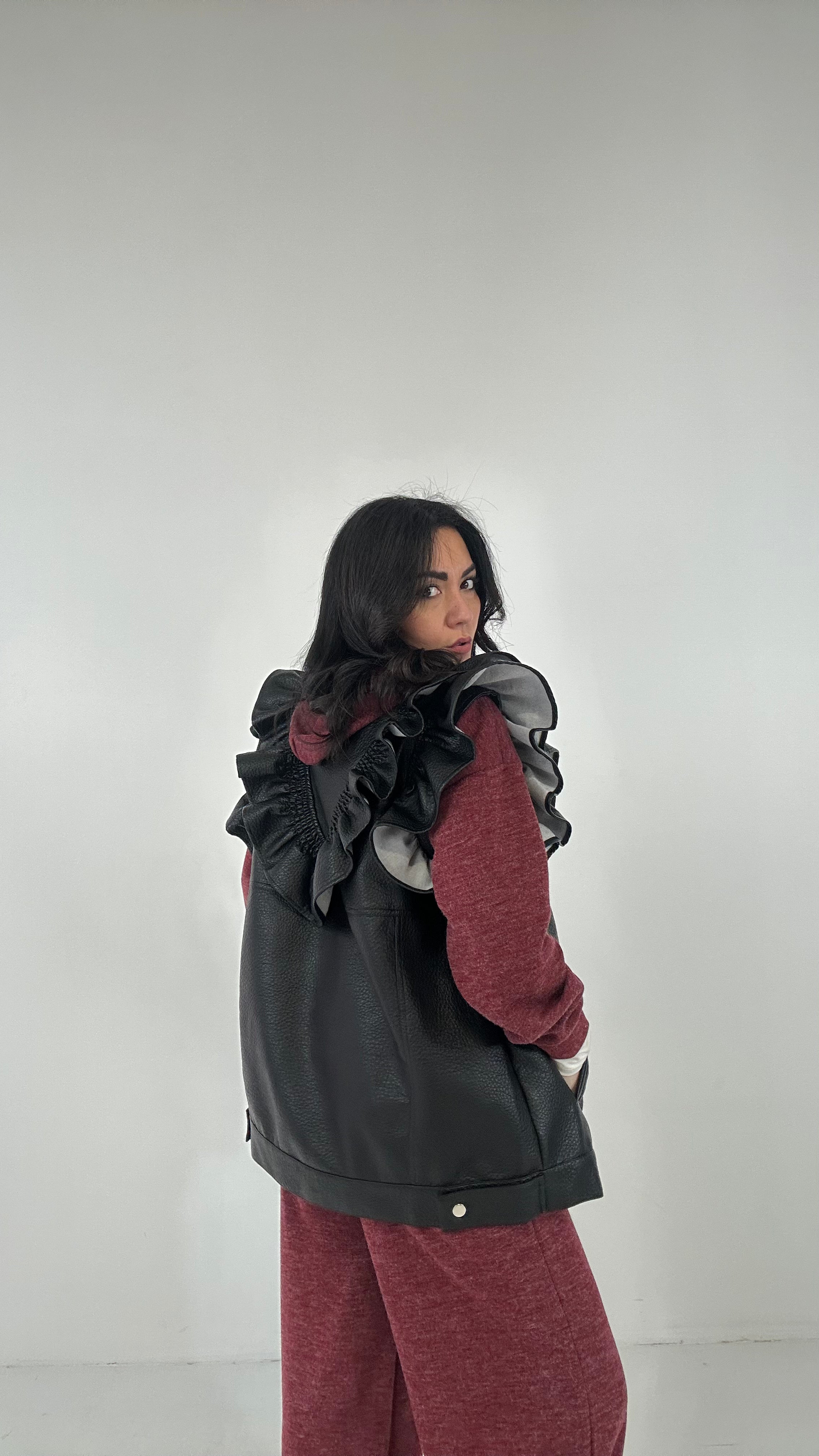 Gilet ECOPELLE VOLANT - NERO