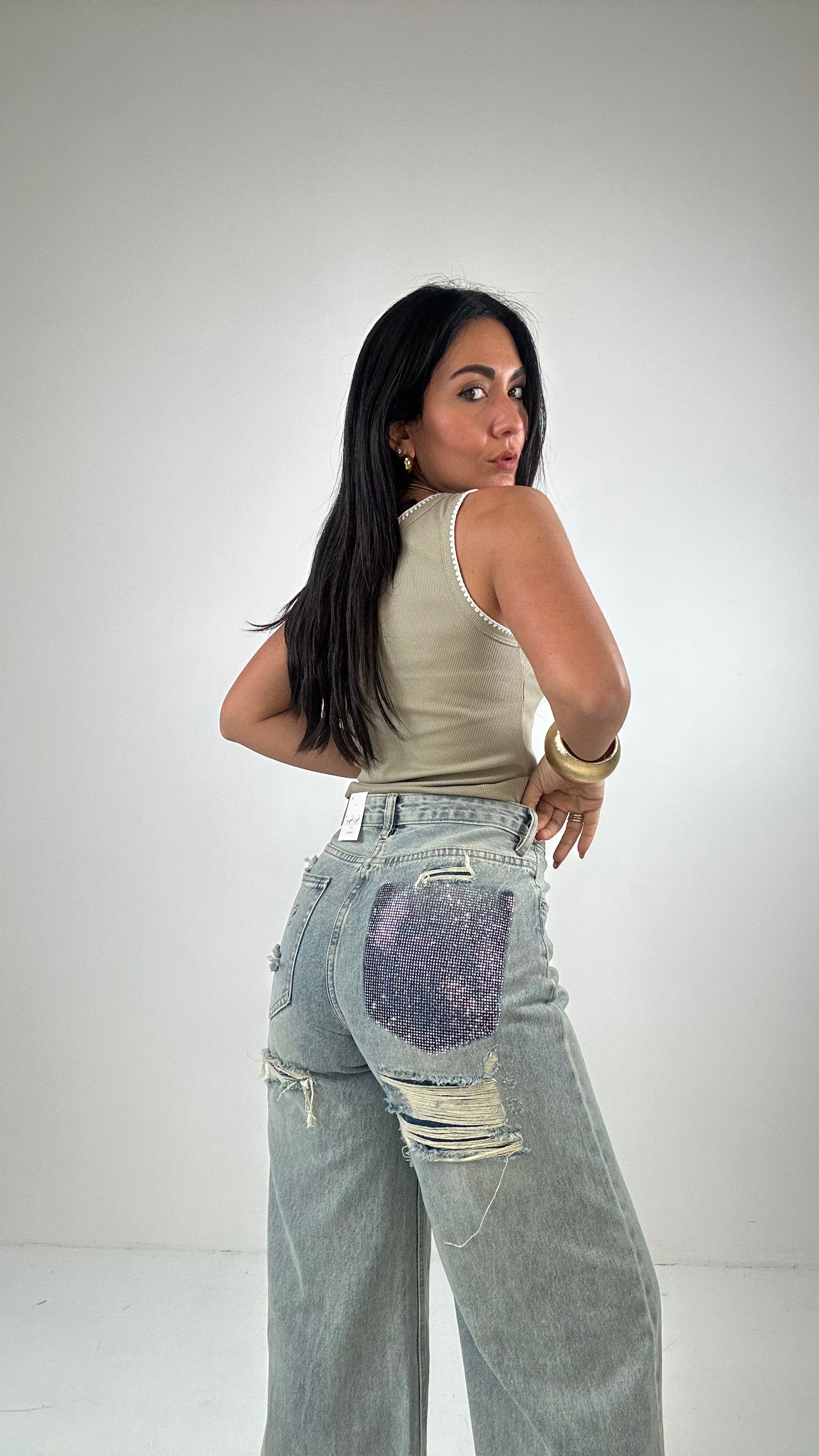 Jeans TASCA STRASS E STRAPPI - JEANS