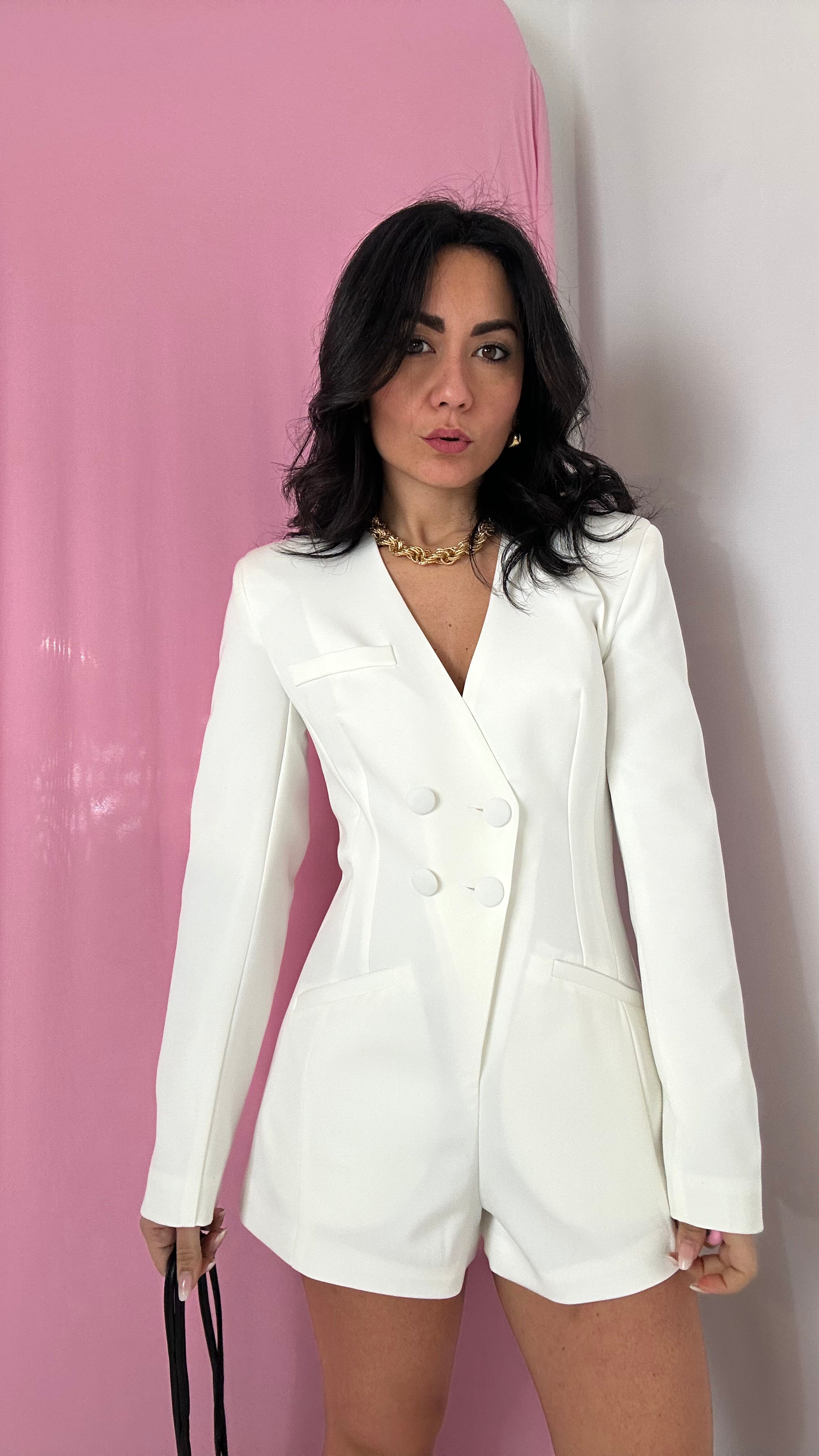 Tutina LUMINA CON BOTTONCINI - BIANCO