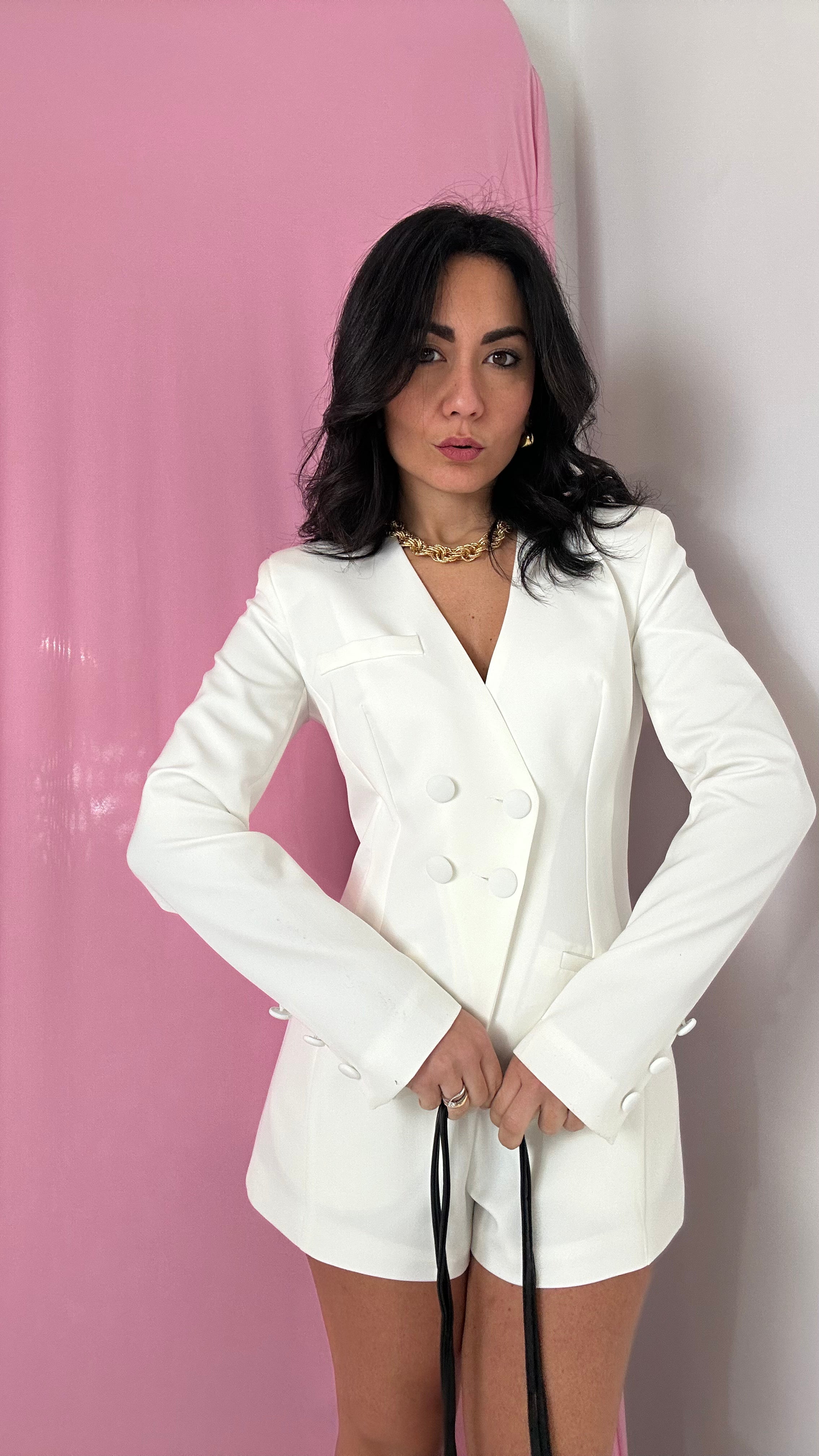 Tutina LUMINA CON BOTTONCINI - BIANCO