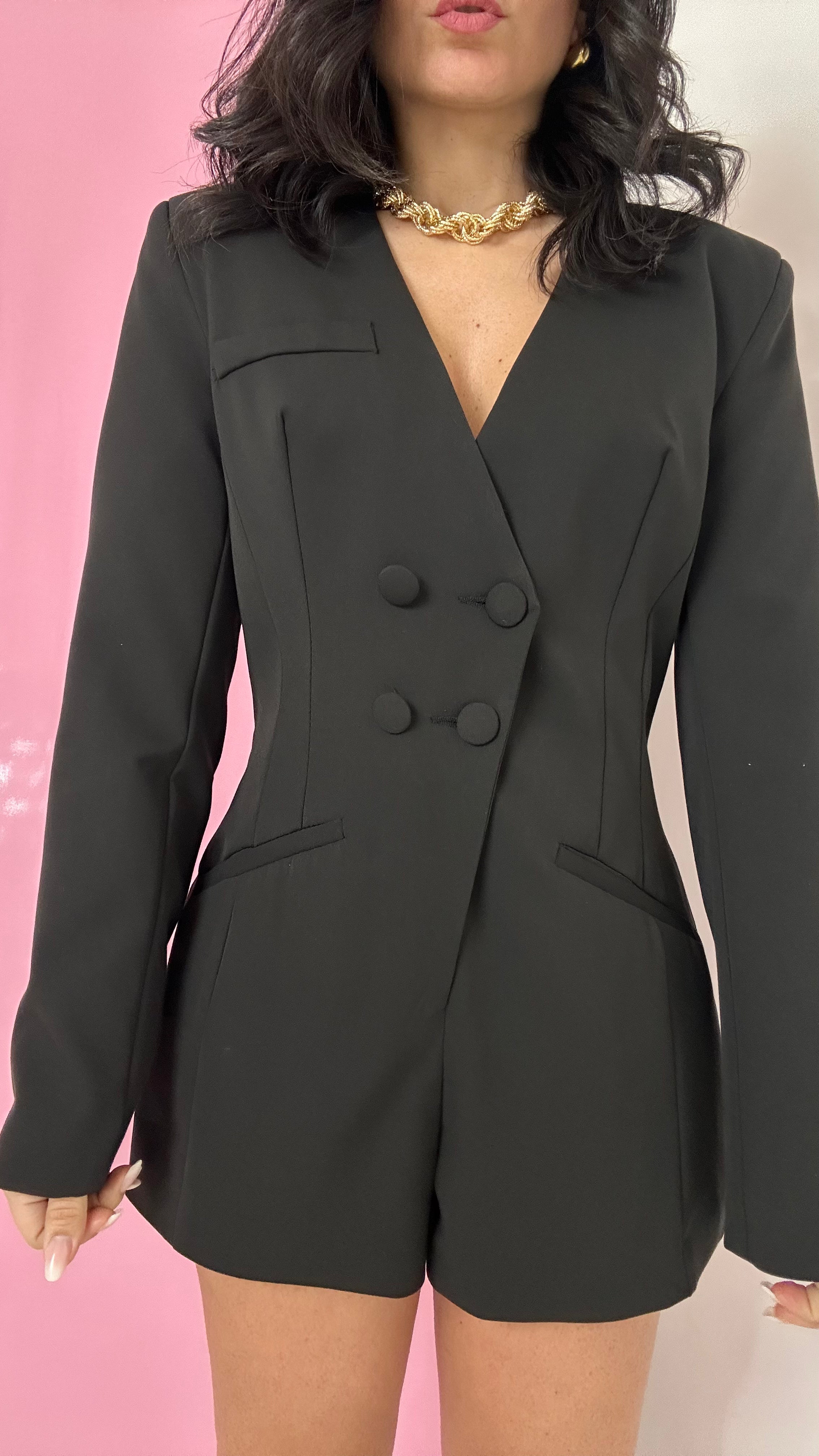 Tutina LUMINA CON BOTTONCINI - NERO