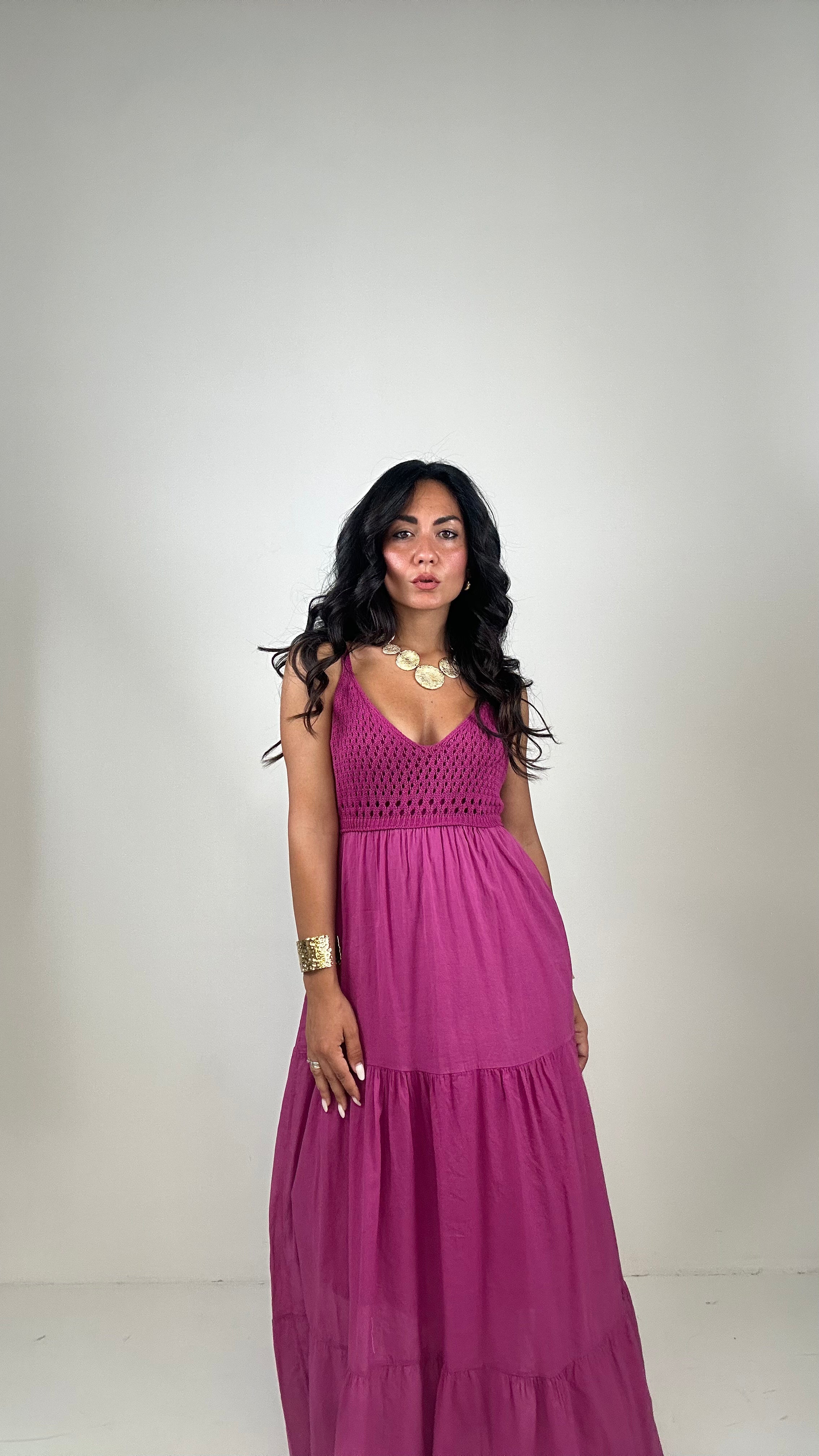 Vestito CON TOP UNCINETTO - MAGENTA