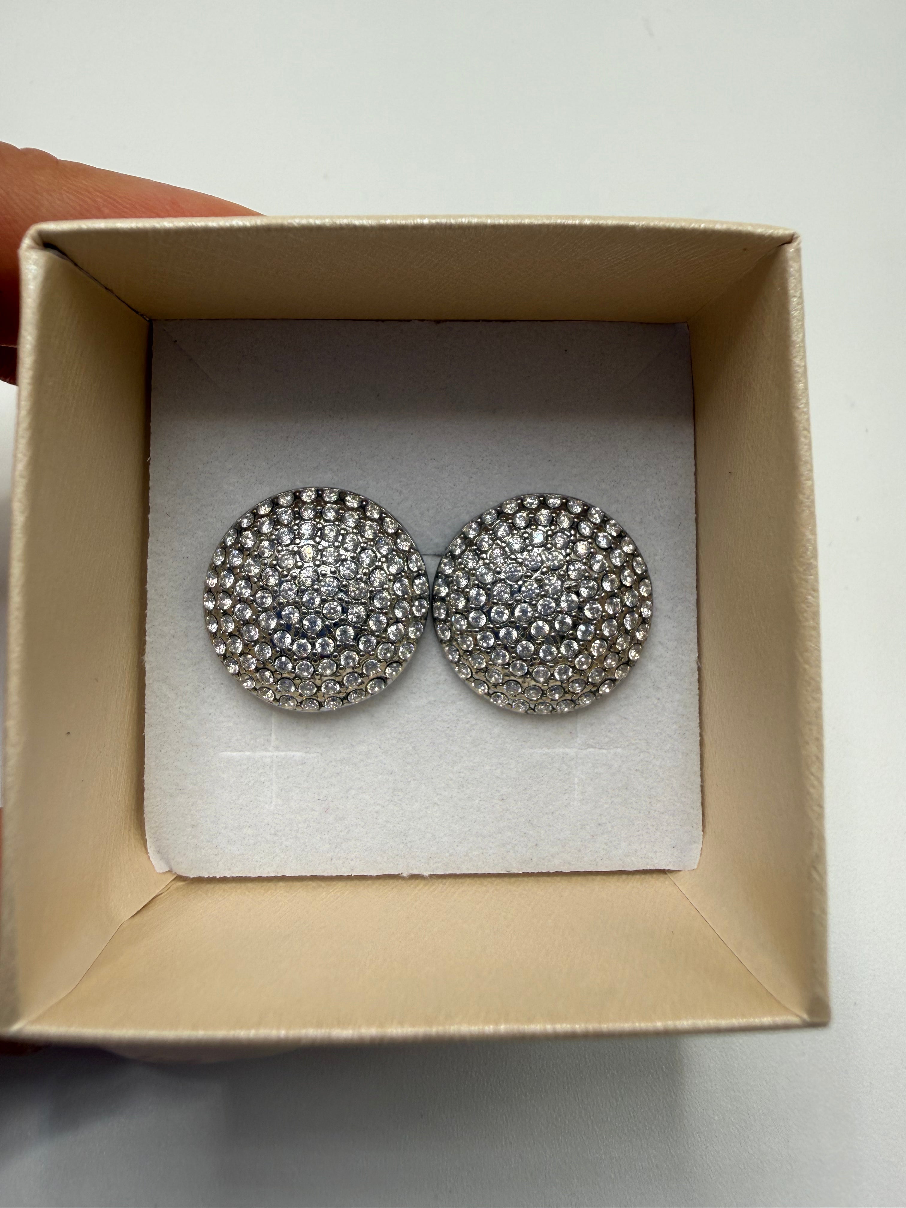 Orecchino BOTTONE STRASS - ARGENTO