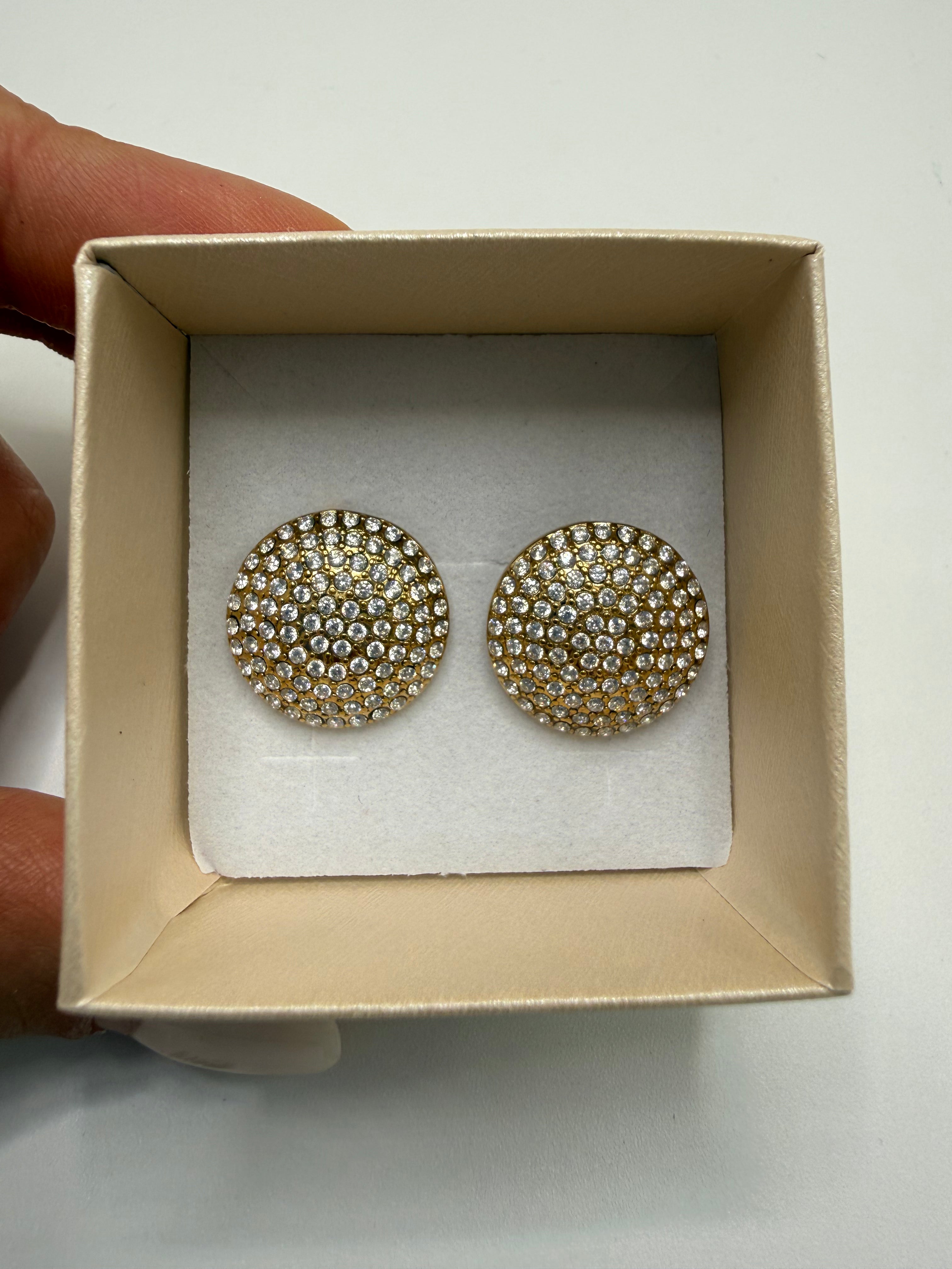 Orecchino BOTTONE STRASS - ORO