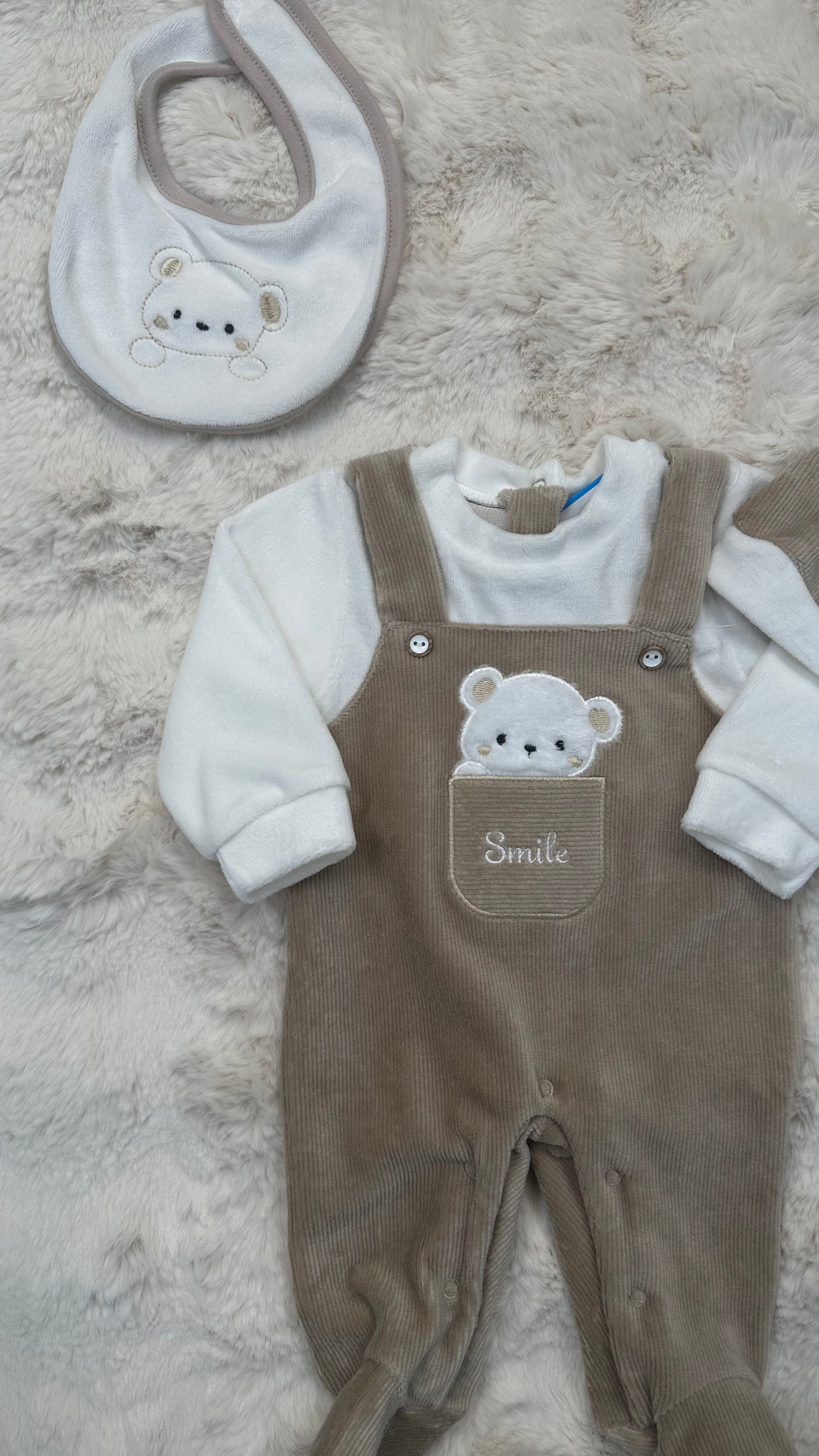Tutina ORSO SMILE CON BAVETTA E CAPPELLO 0-12M - BE