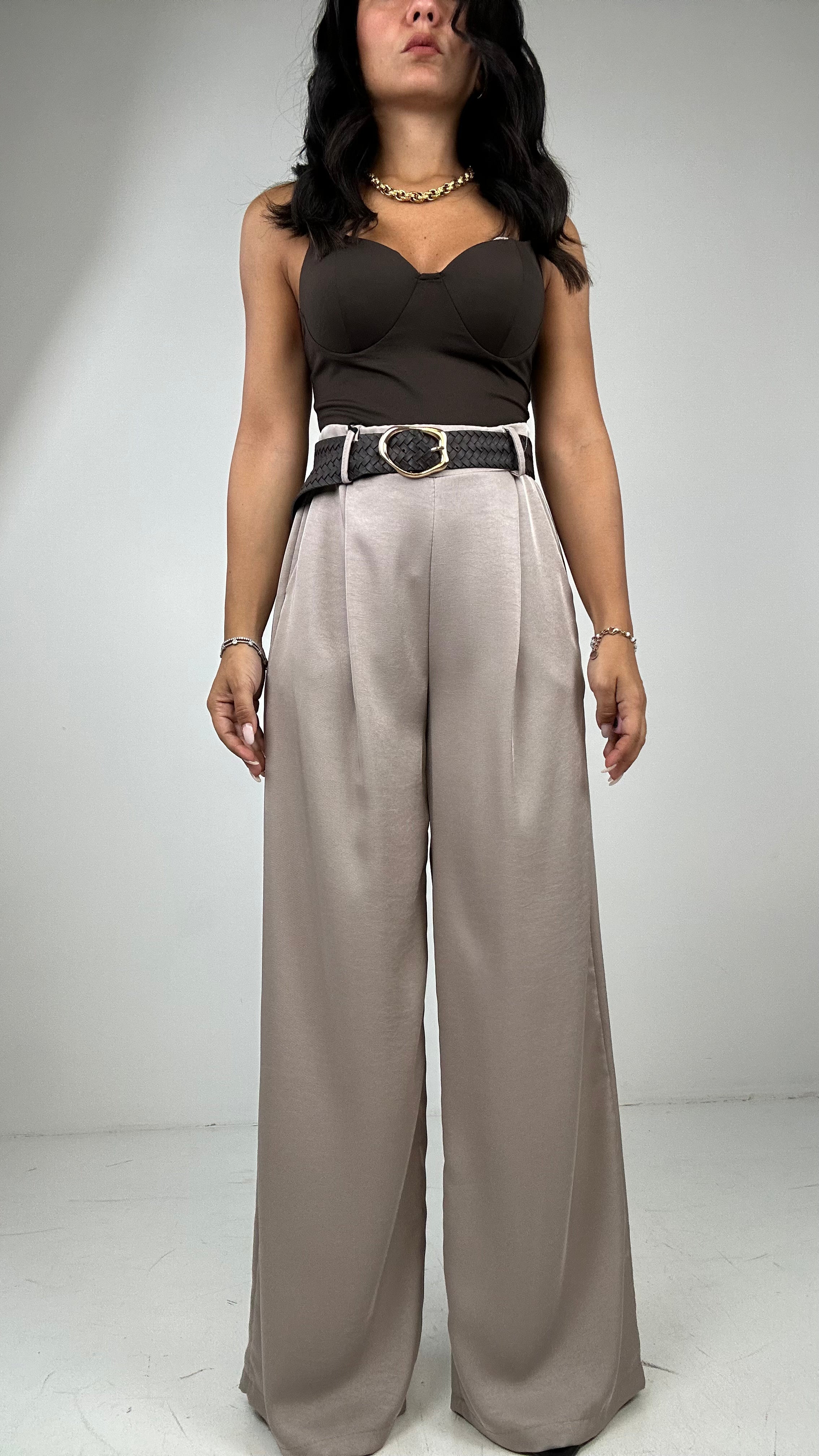 Pantalone PALAZZO CINTURA - BEIGE