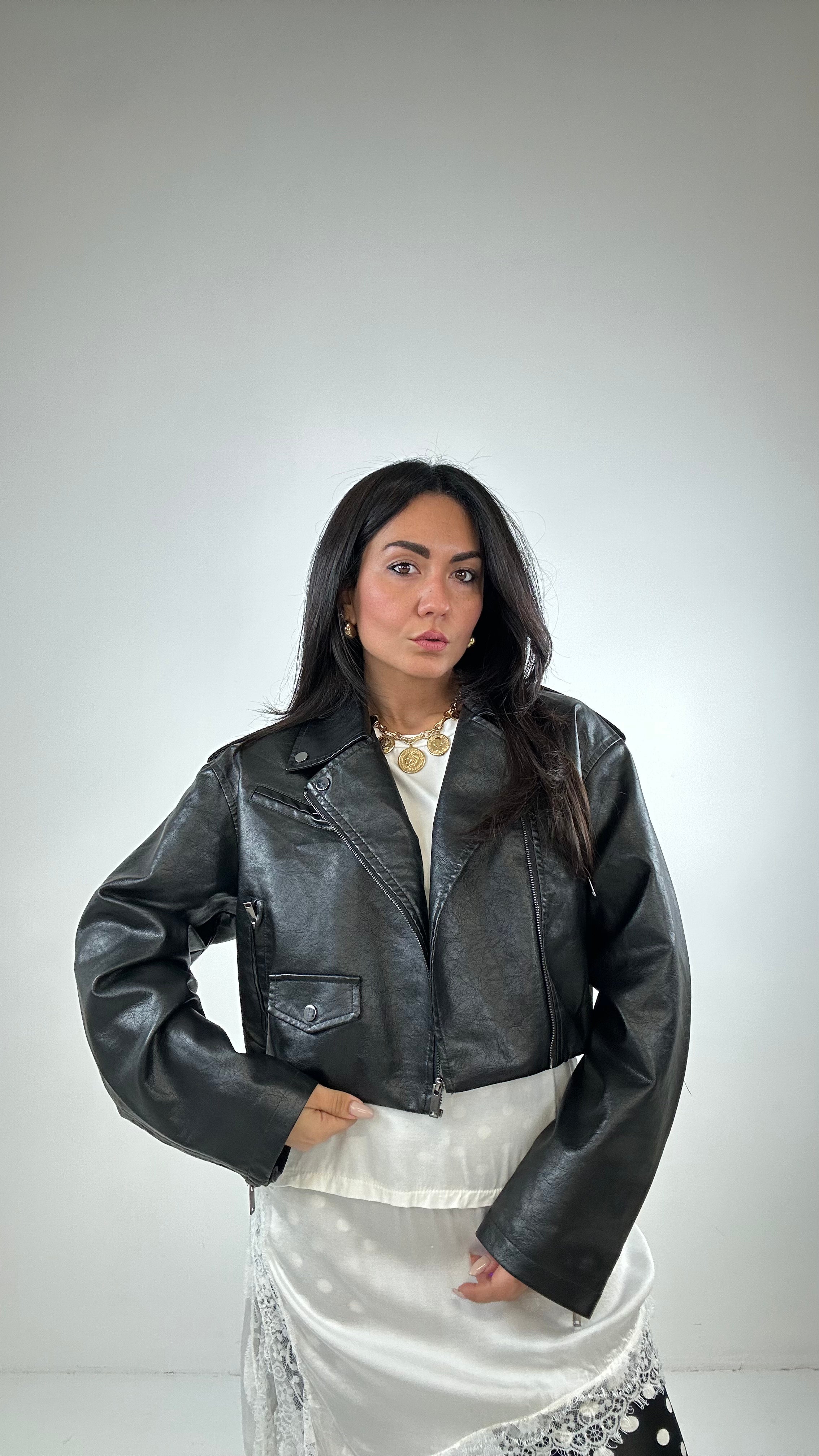 Chiodo ECOPELLE CROPPED - NERO
