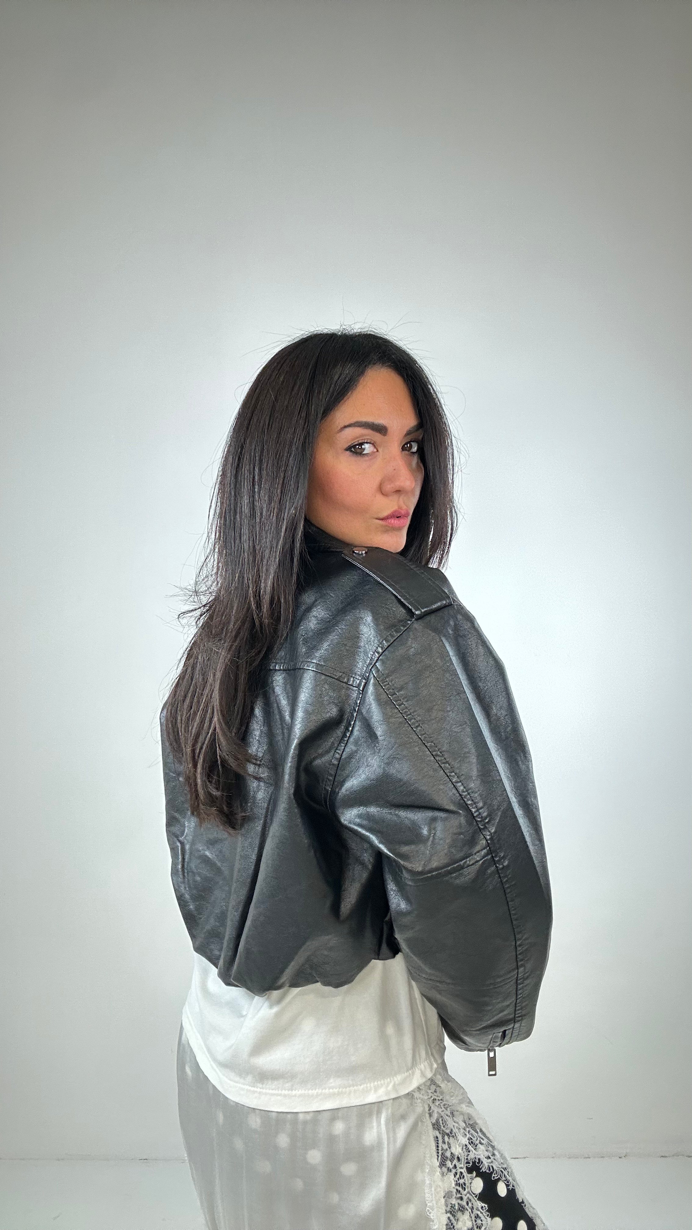 Chiodo ECOPELLE CROPPED - NERO