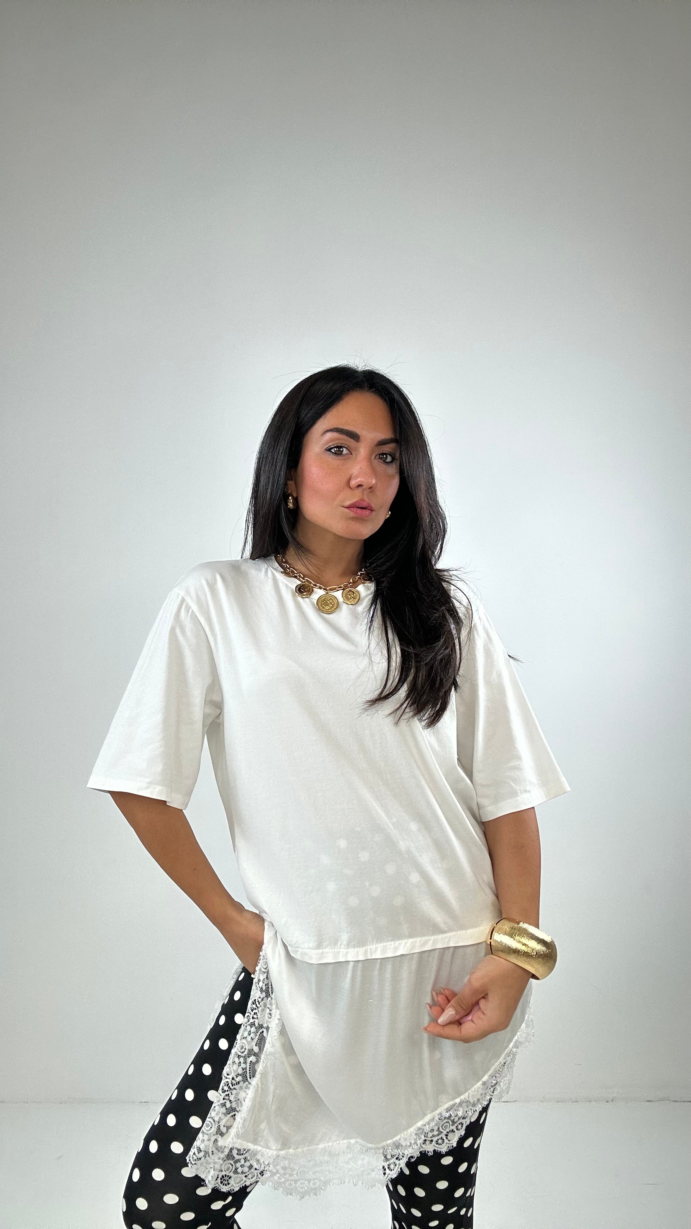 T-shirts TRASV IN PIZZO - BIANCO
