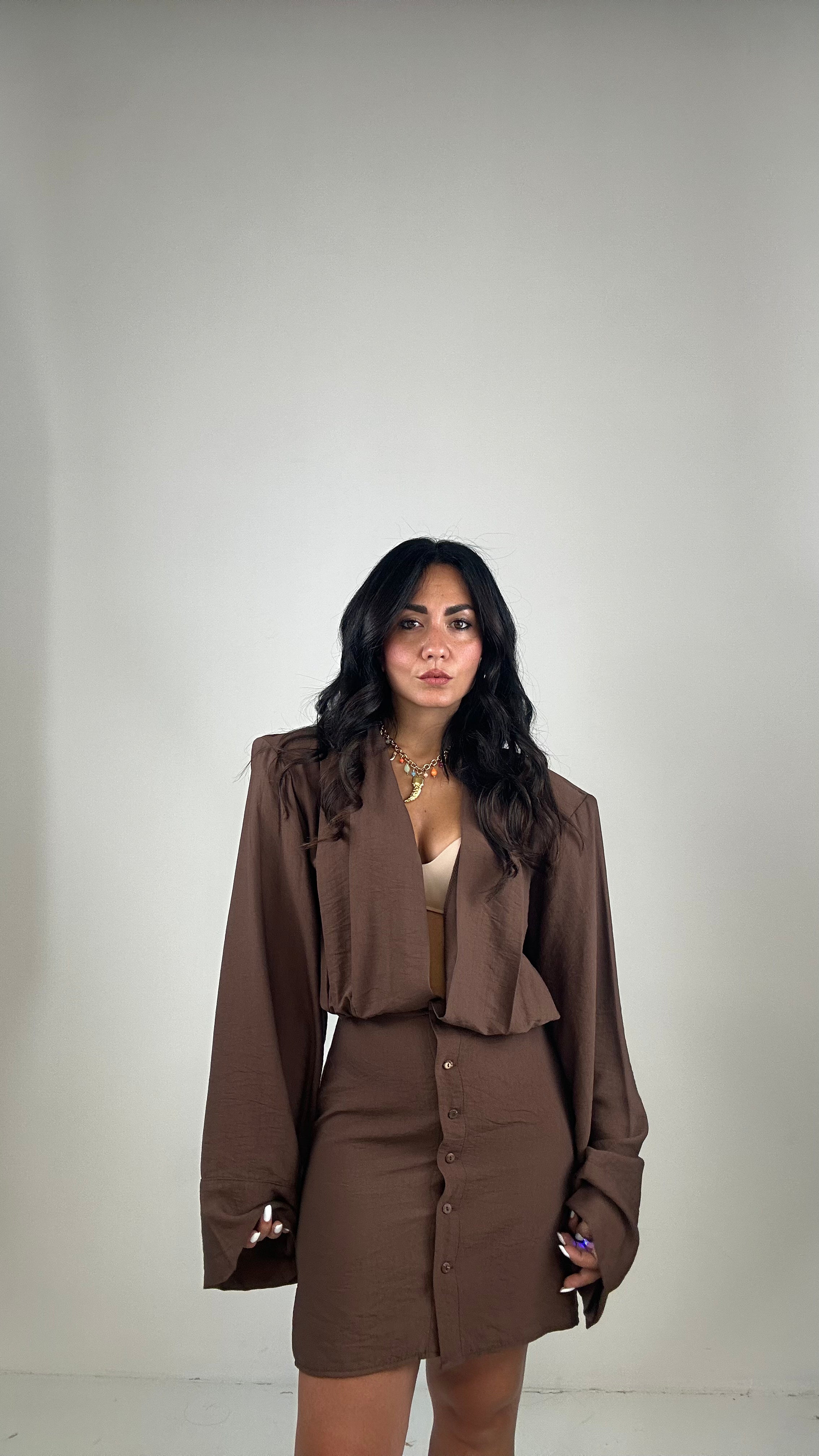 Vestito SPALLINA E BOTTONCINI - MARRONE