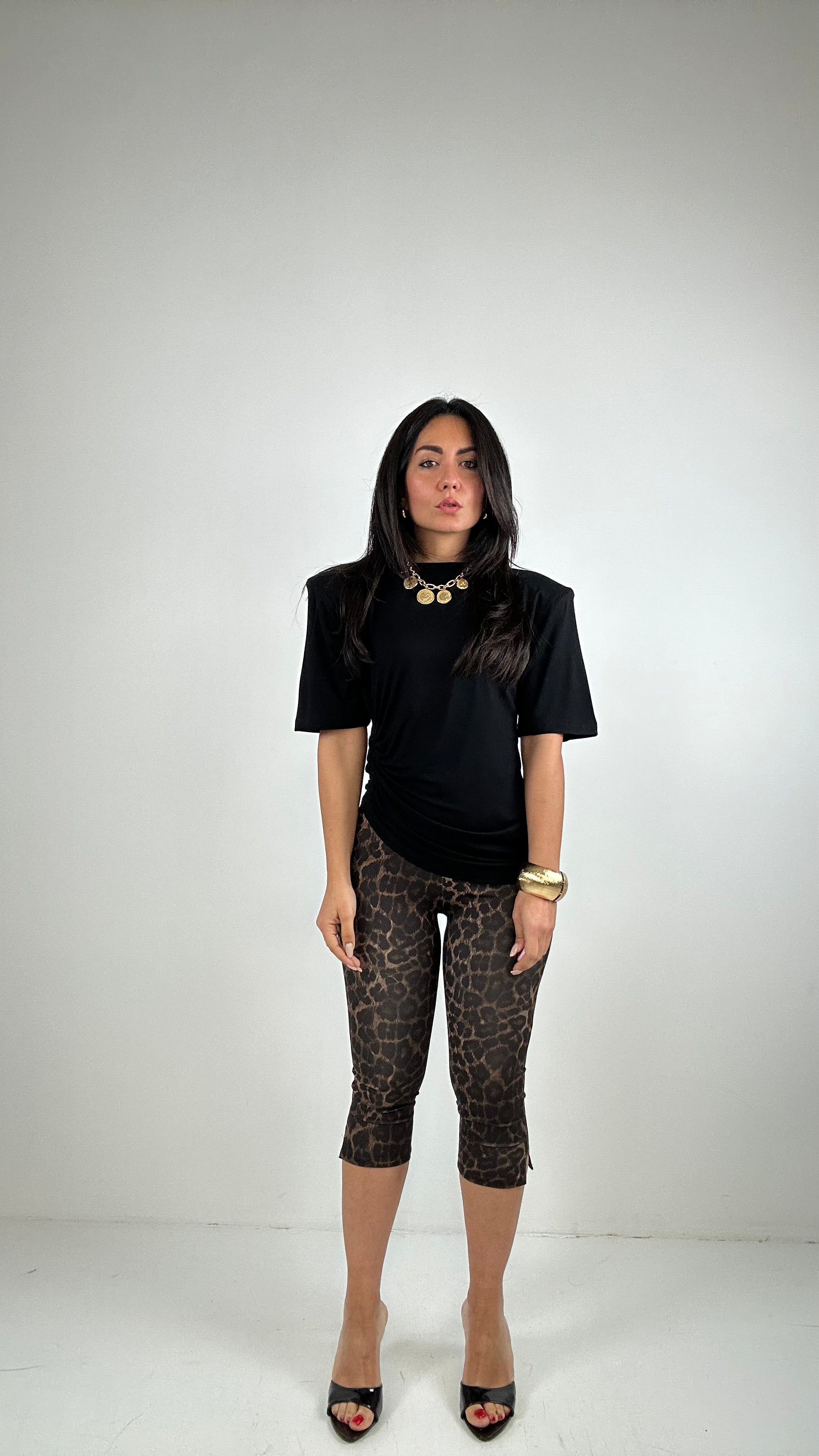 T-shirt SPALLINA E DRAPPEGGIO - NERO