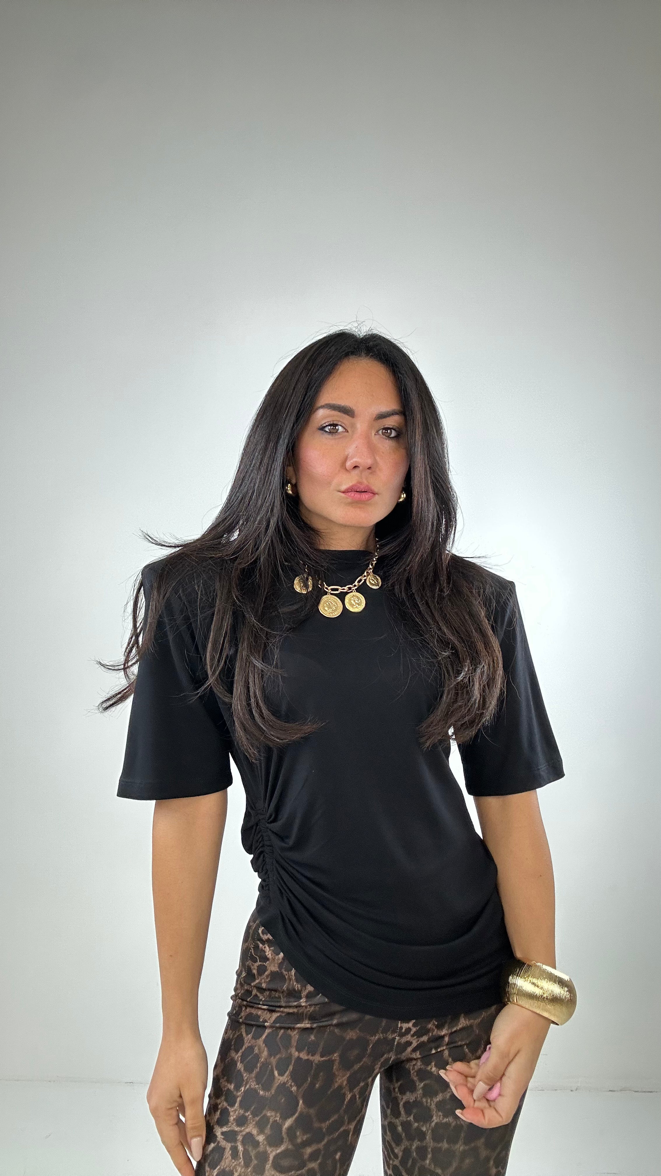 T-shirt SPALLINA E DRAPPEGGIO - NERO
