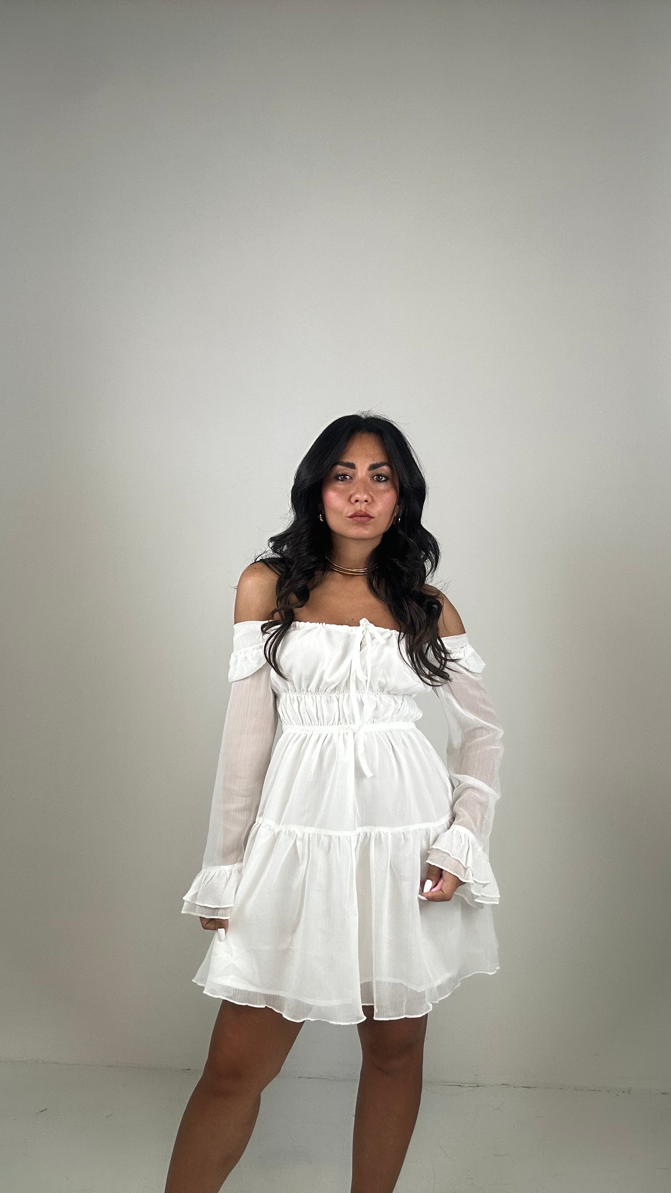 Vestitino IN VELO ARRICCIATO - BIANCO