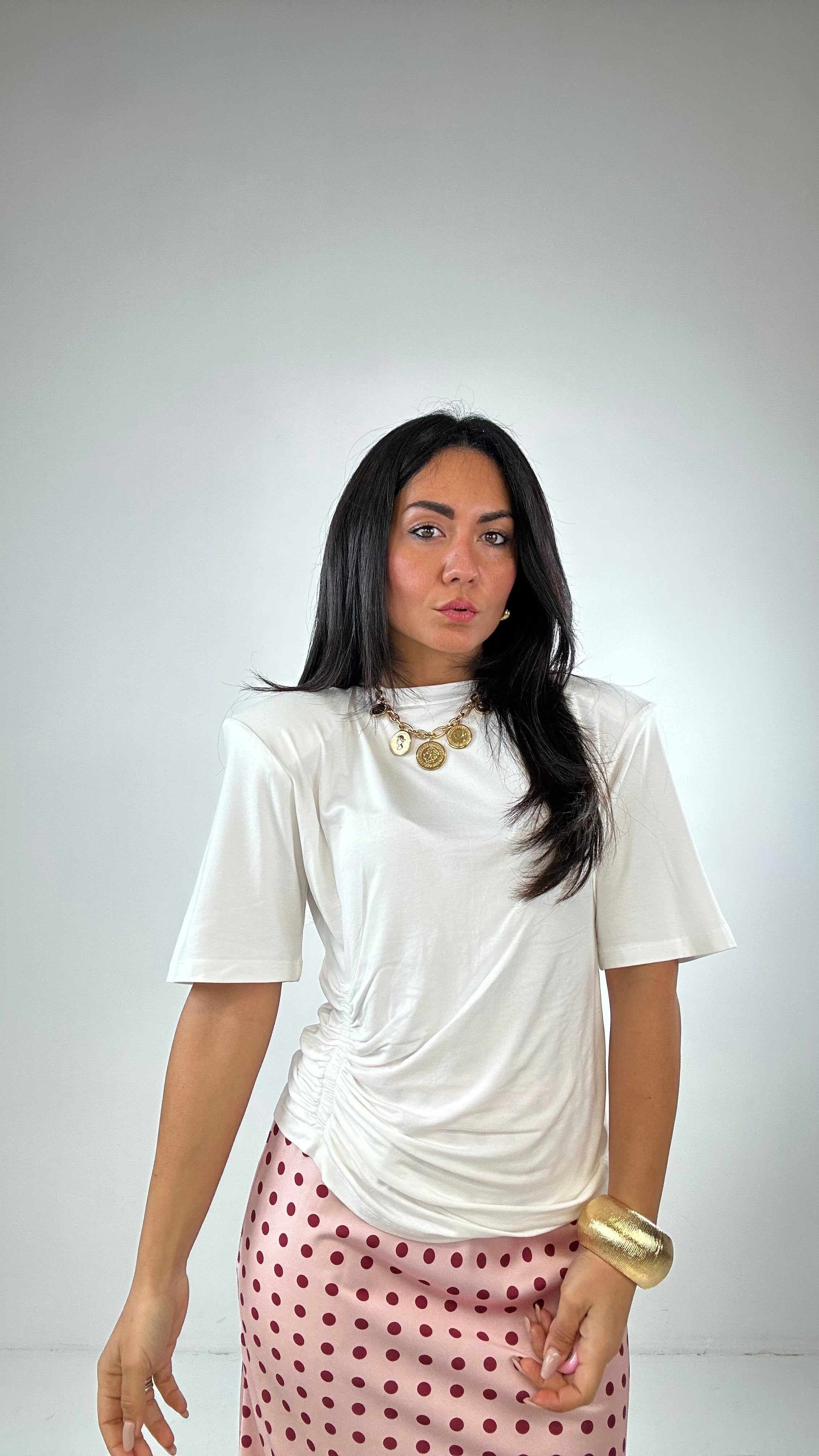T-shirt SPALLINA E DRAPPEGGIO - BIANCO