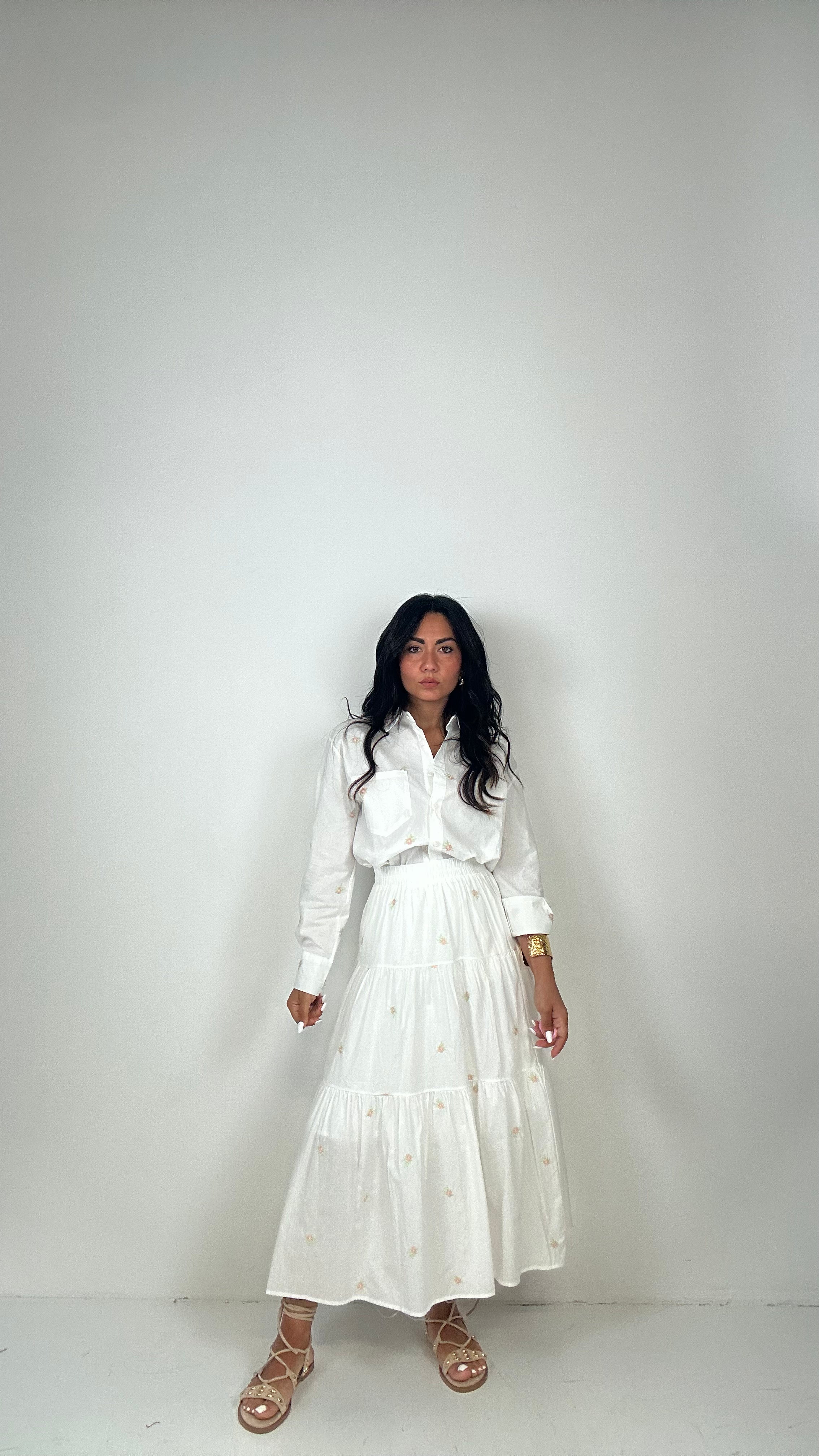 Gonna FIORELLINO IN COTONE - BIANCO