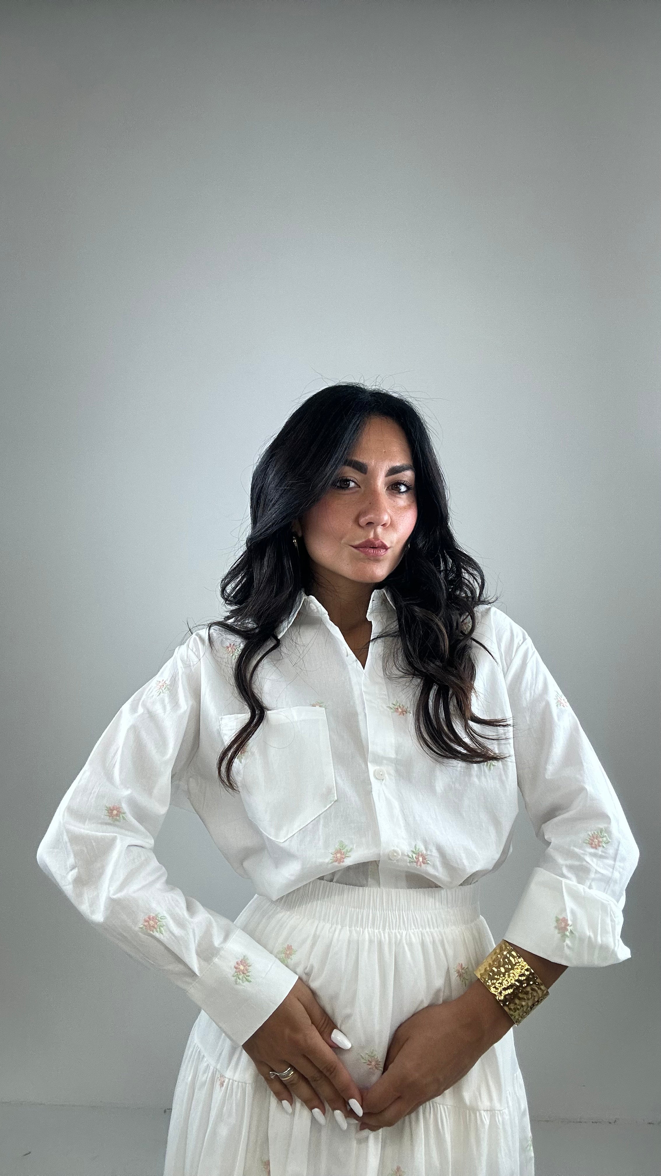 Camicia FIORELLINO IN COTONE - BIANCO