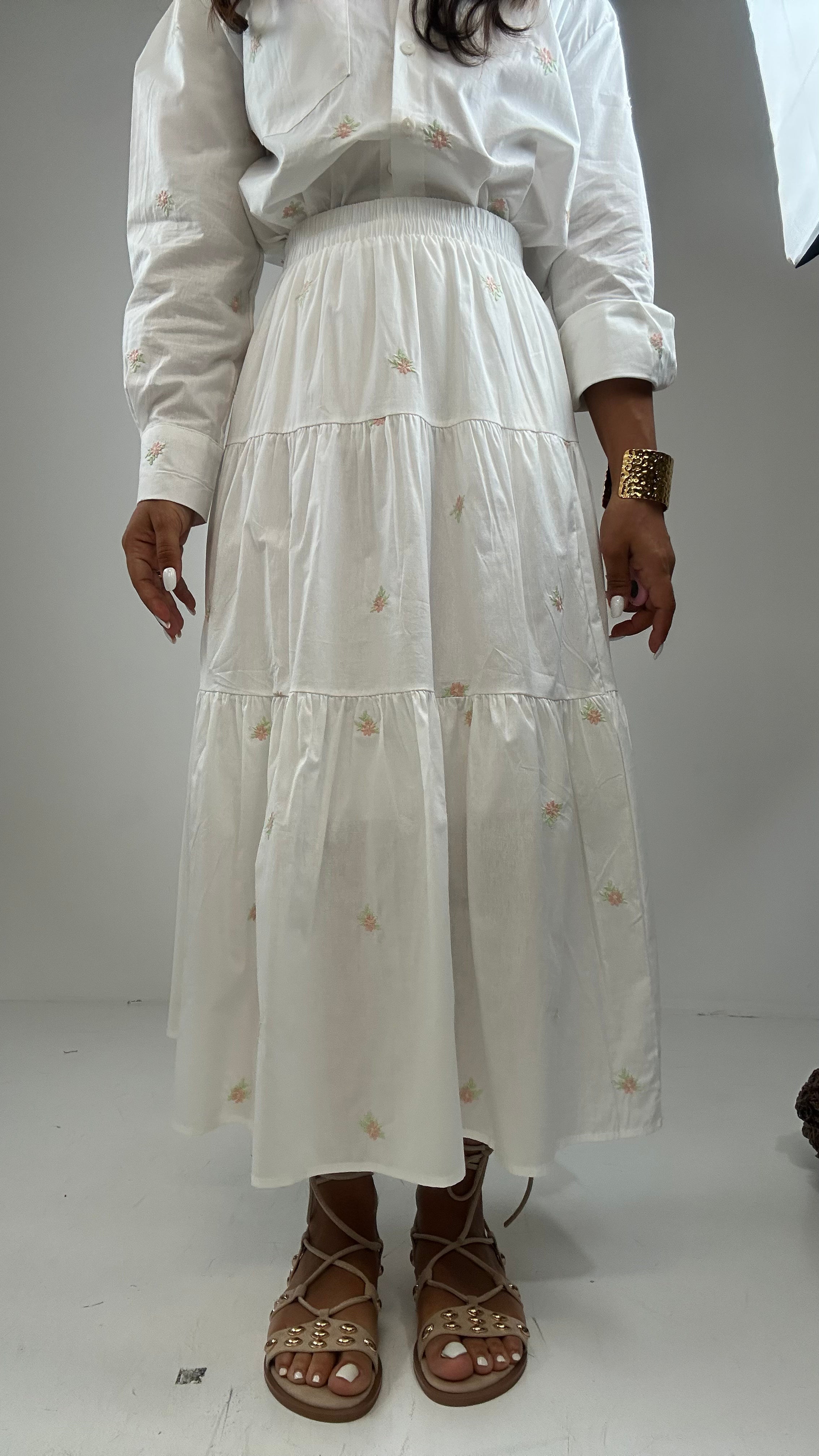 Gonna FIORELLINO IN COTONE - BIANCO