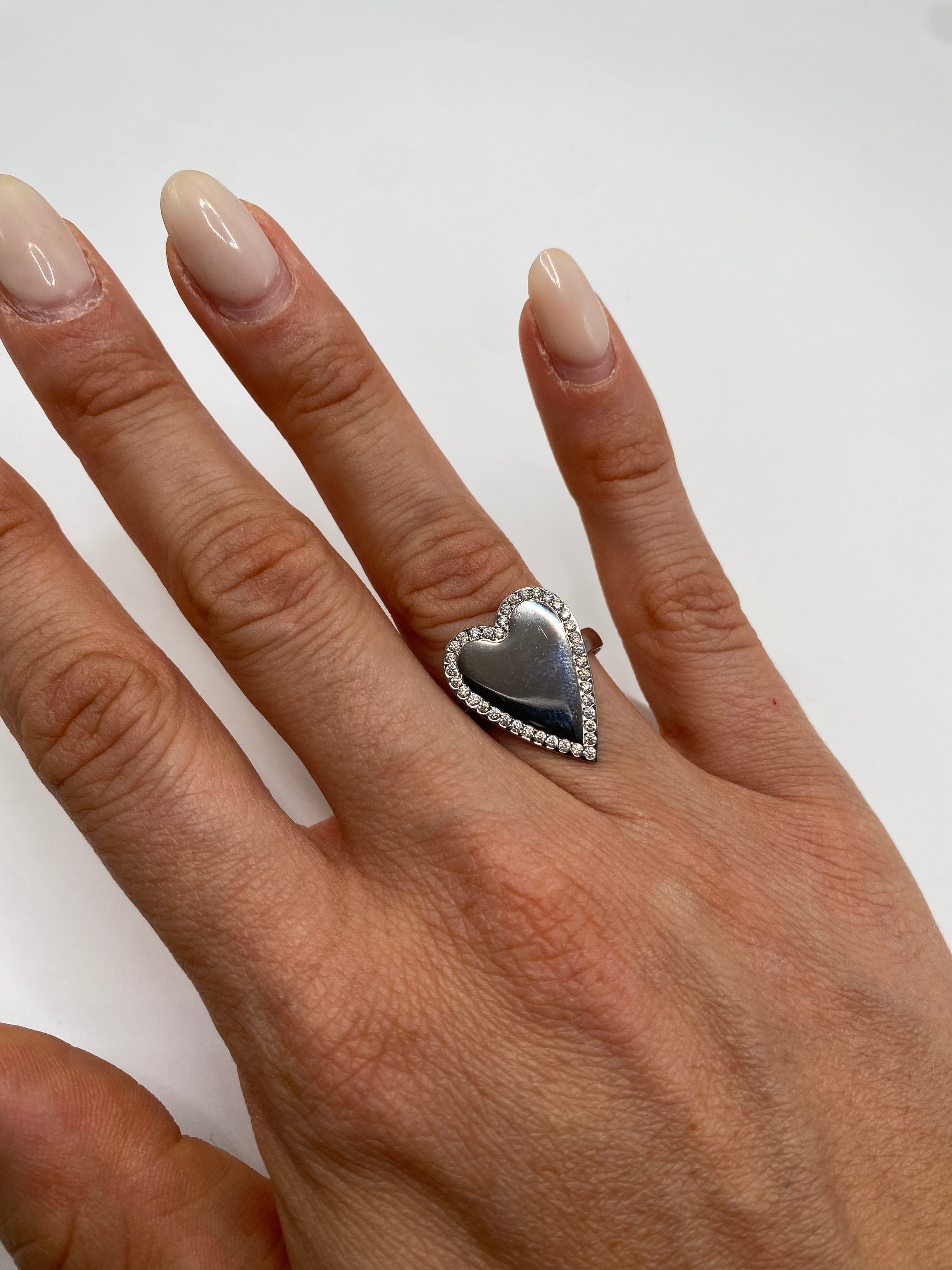 Anello CUORE BRILLANTINI - ARGENTO