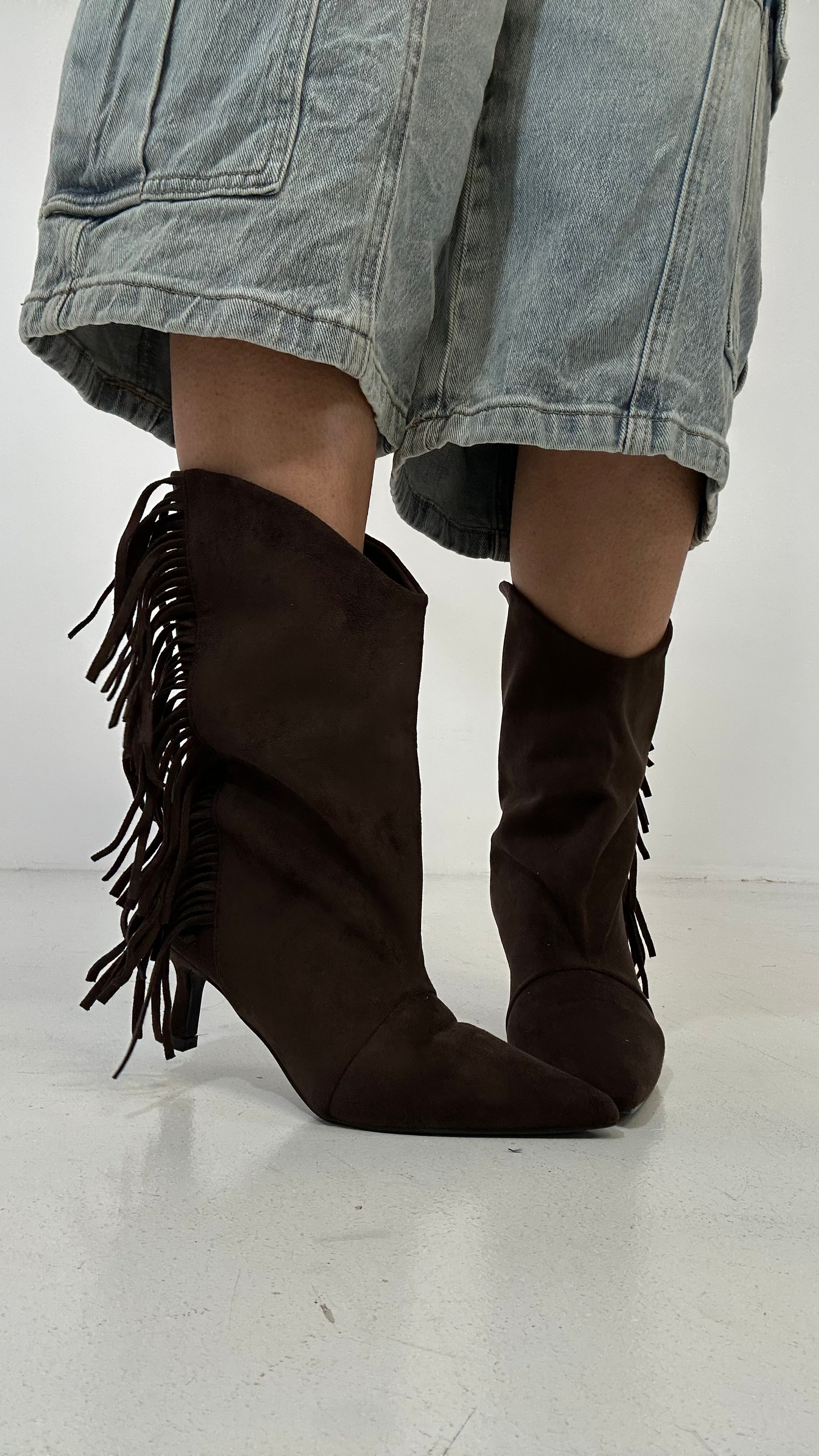 Stivaletto CON FRANGE - MARRONE