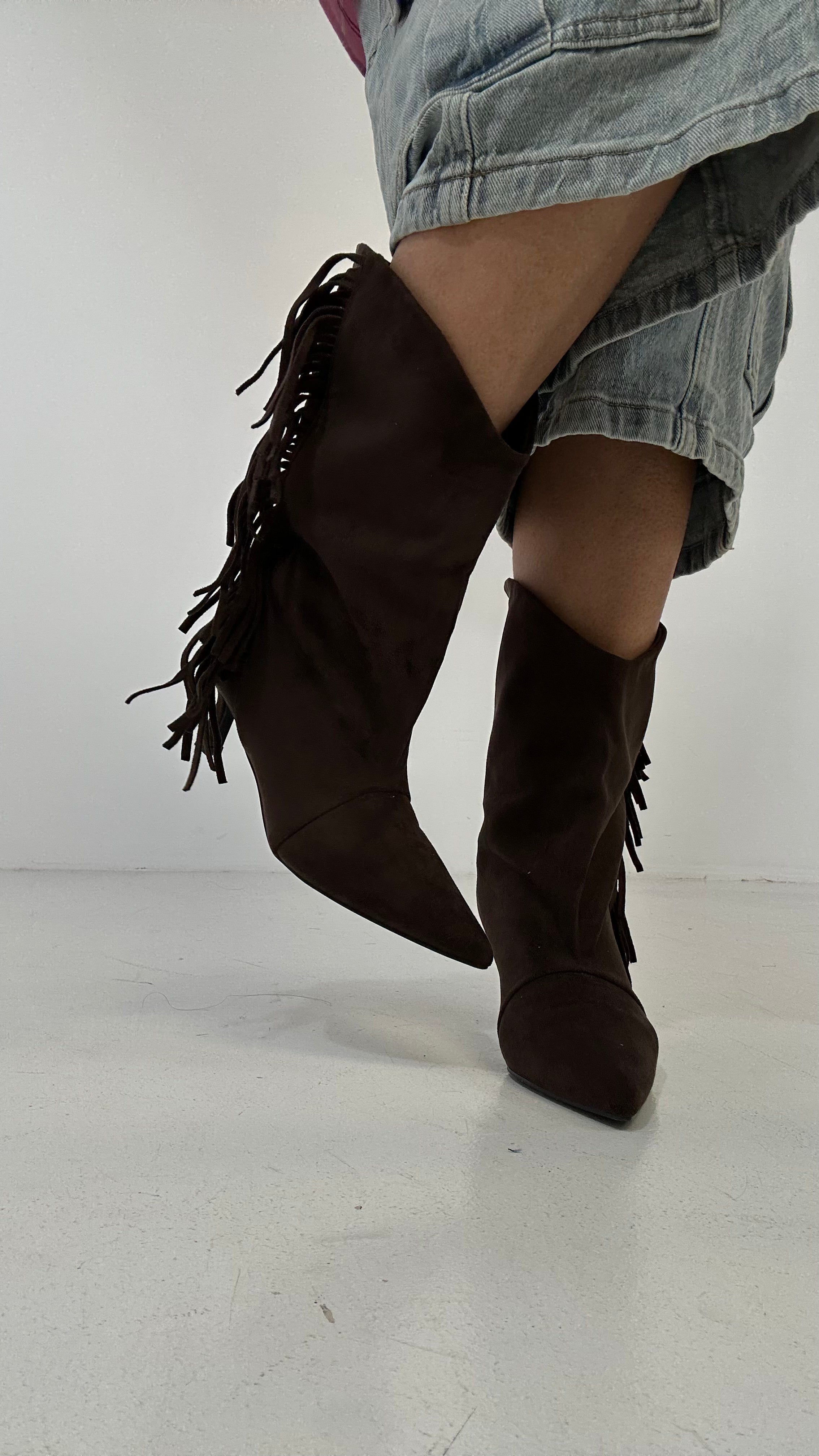 Stivaletto CON FRANGE - MARRONE