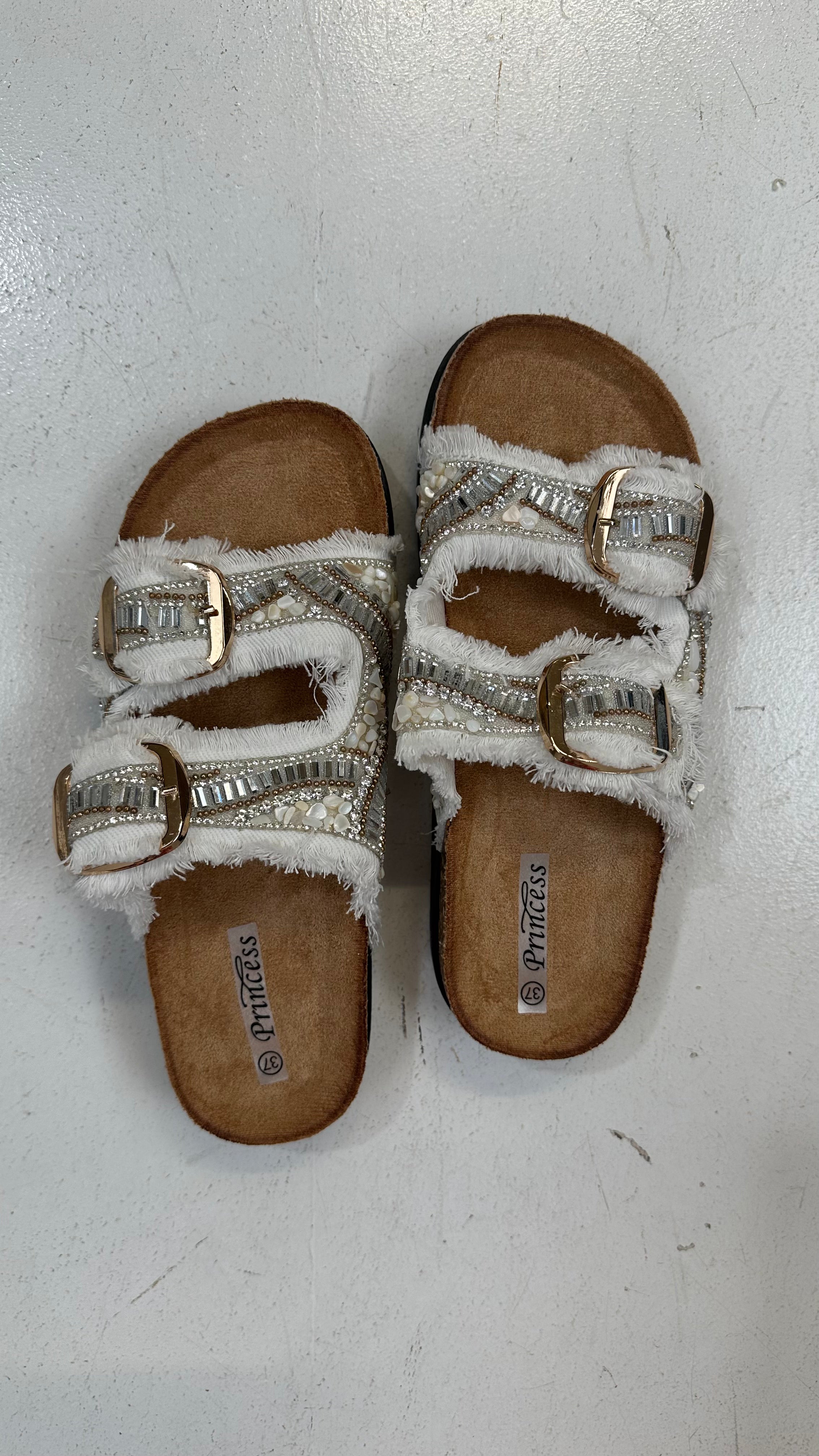 Ciabatta STRASS E PERLA - BIANCO
