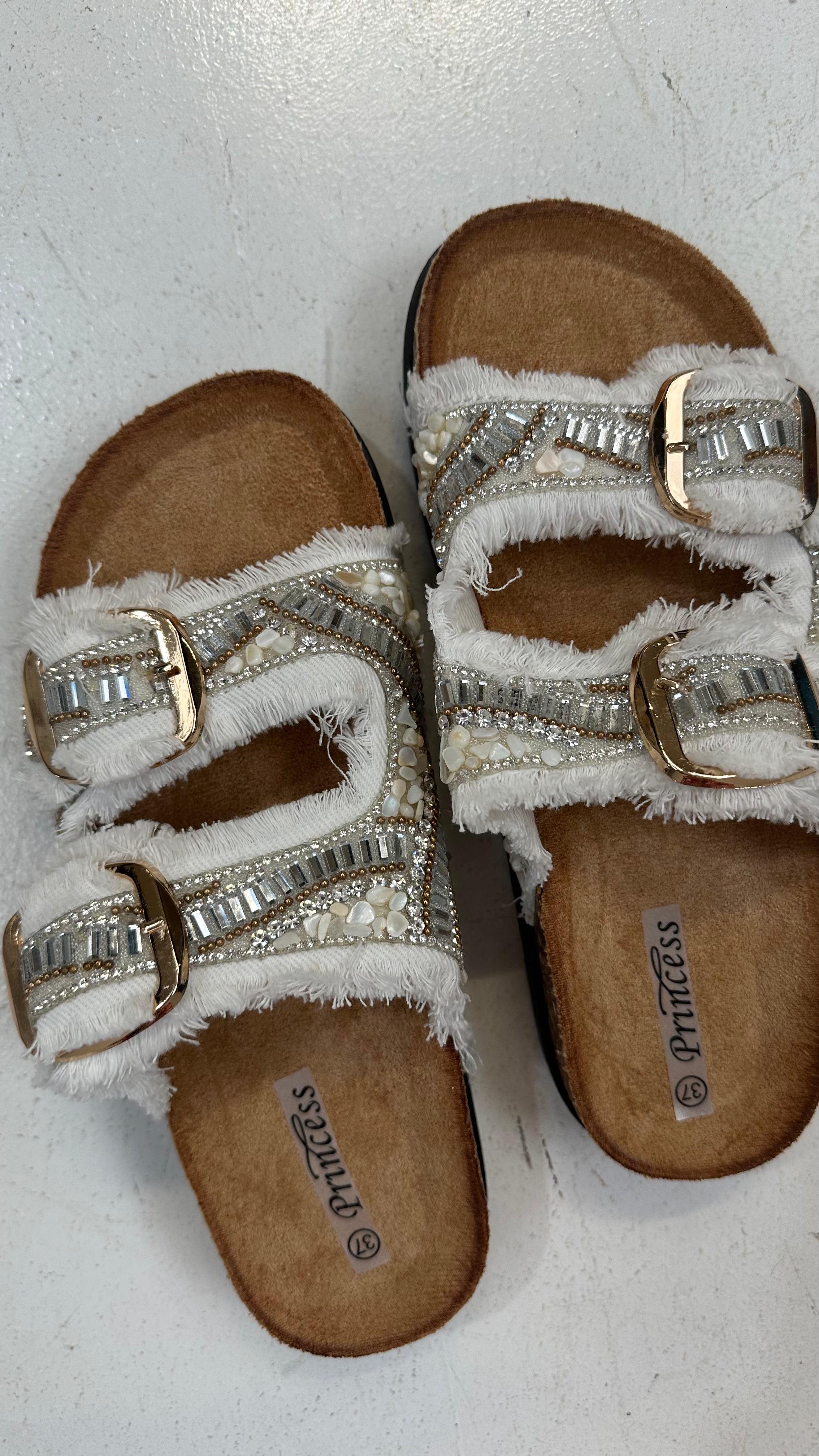 Ciabatta STRASS E PERLA - BIANCO
