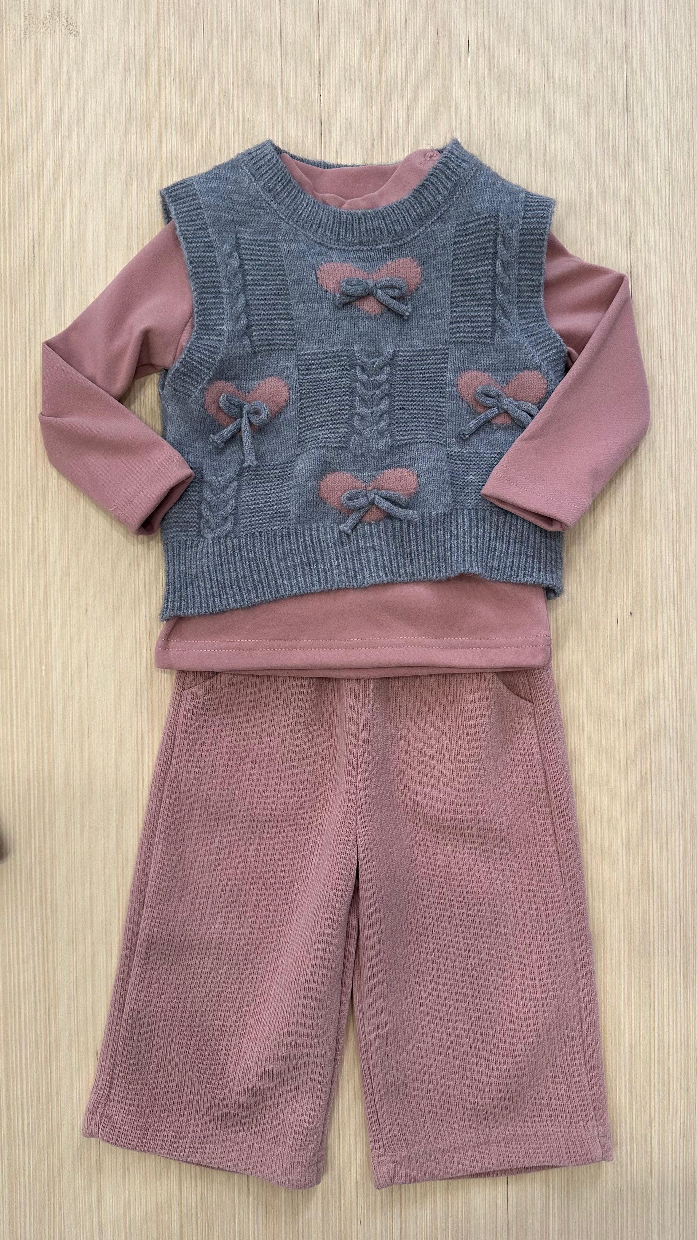 Completo 3 pz CON GILET FIOCCHI 1-5A - ROSA