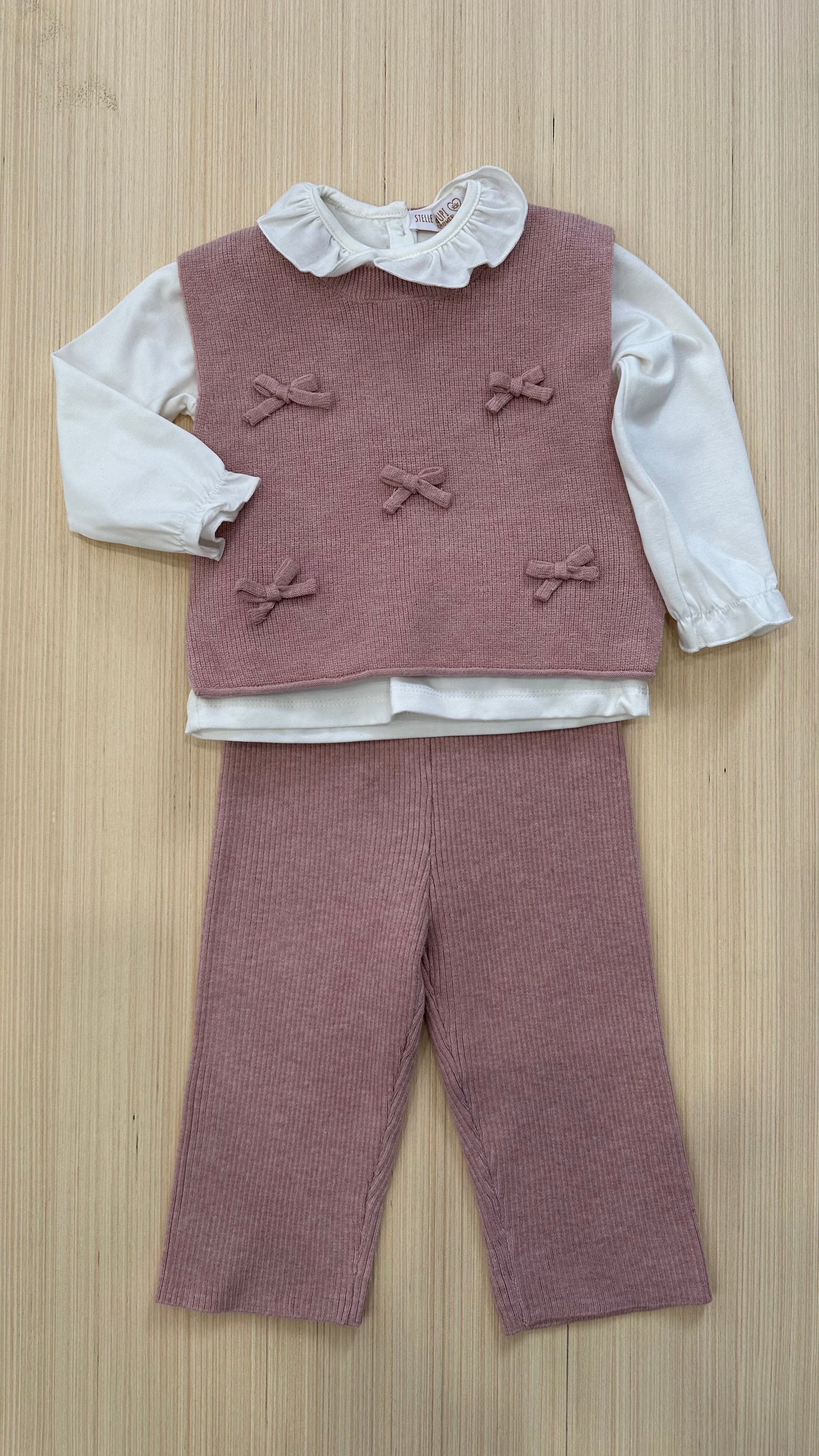 Coordinato 3pz FIOCCHETTI 12-36M - ROSA