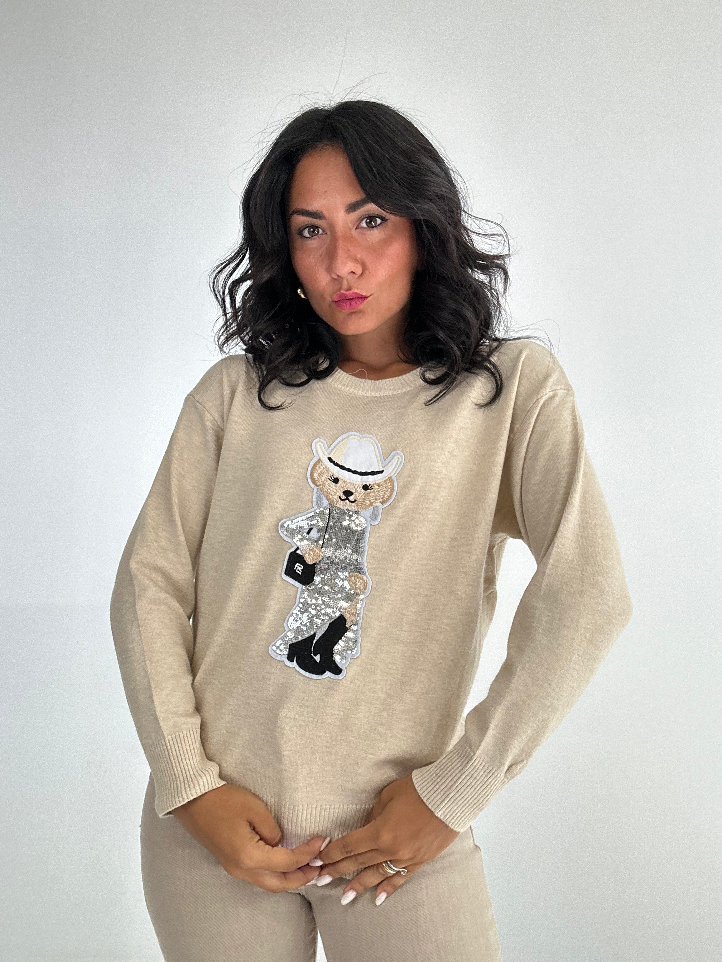 Pull ORSO PAILLETTES - BEIGE