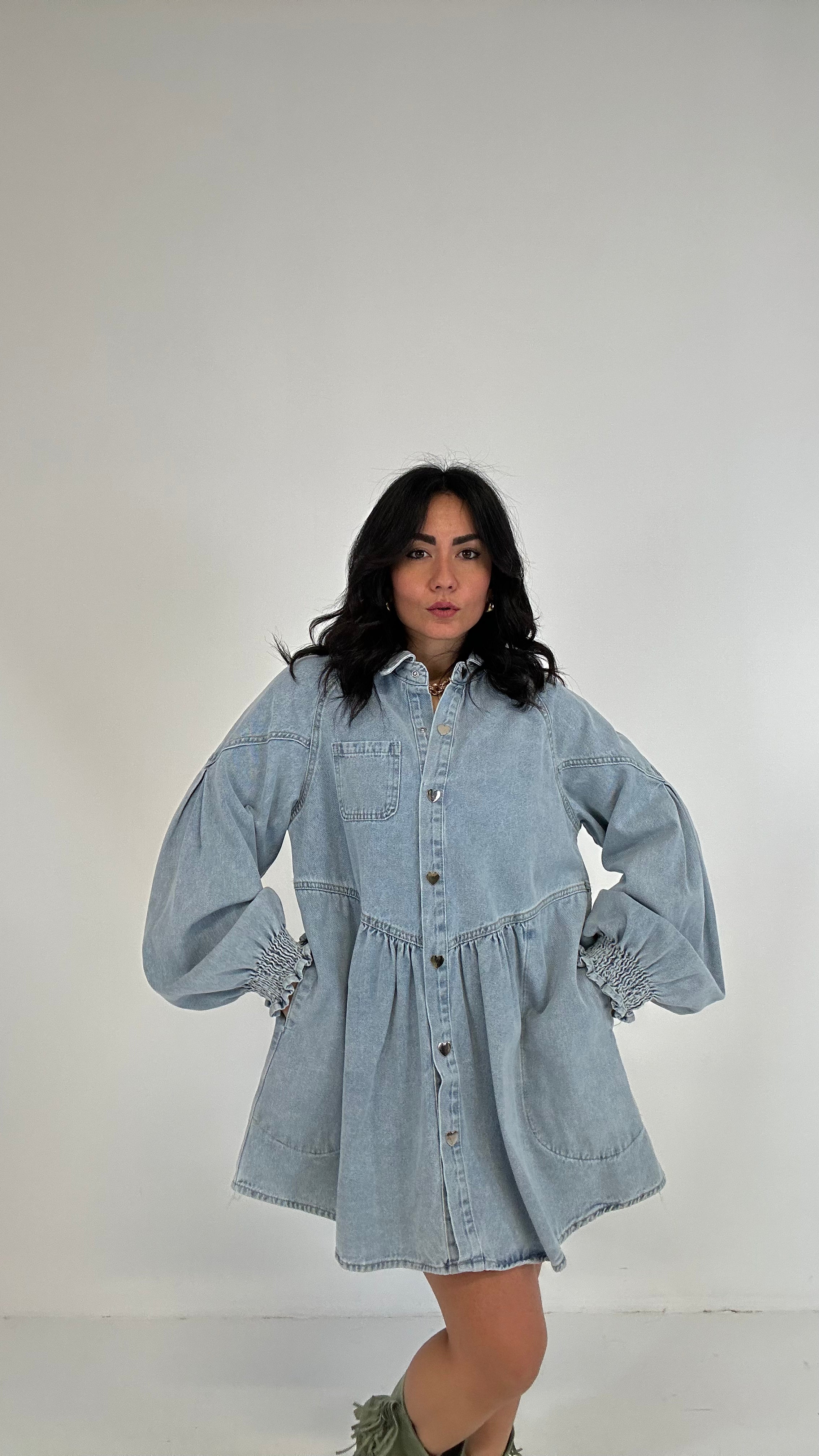 Abitino BOTTONE CUORE - JEANS