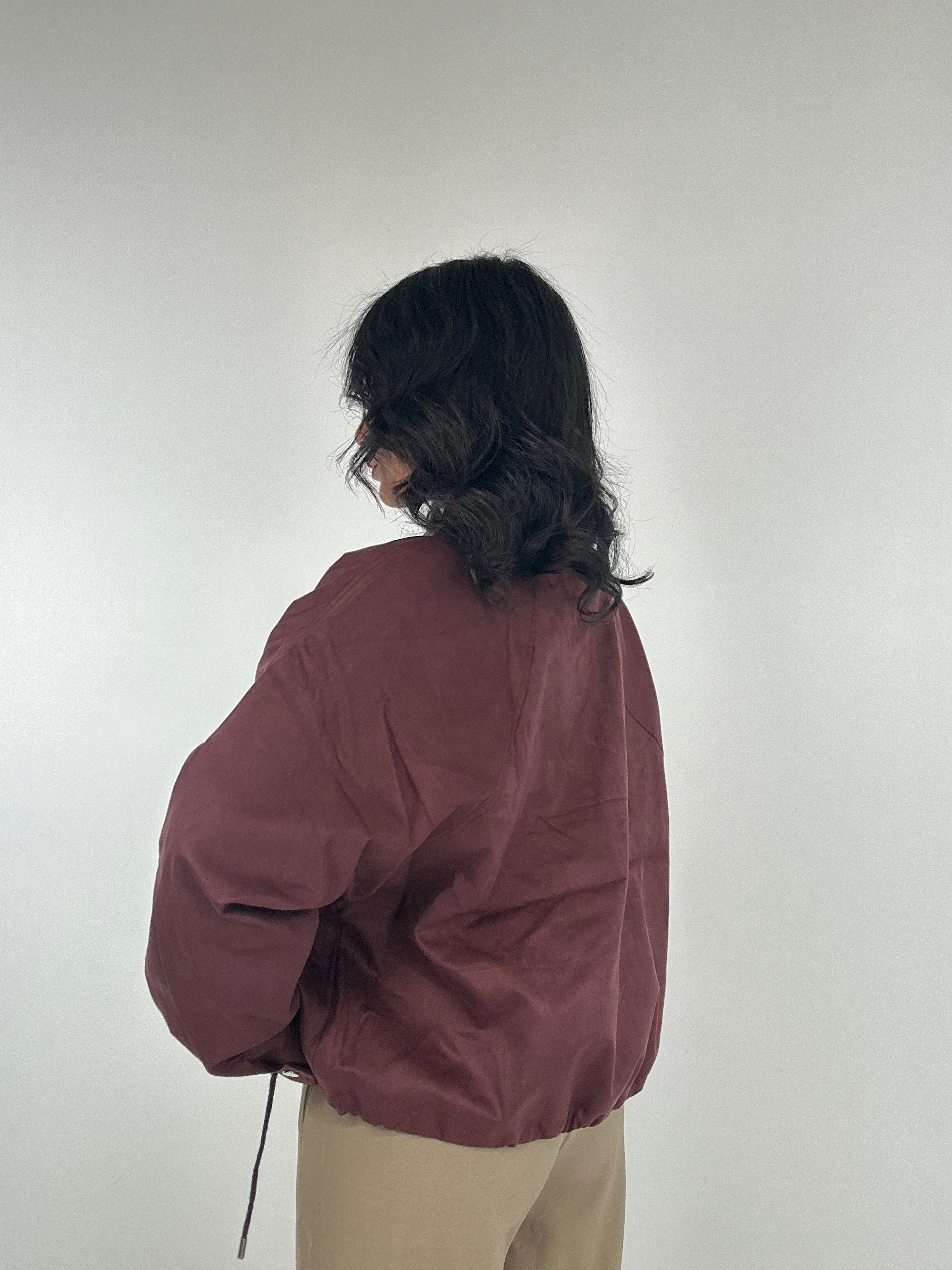 Bomber COLLETTO IN CAMOSCIO - BORDEAUX