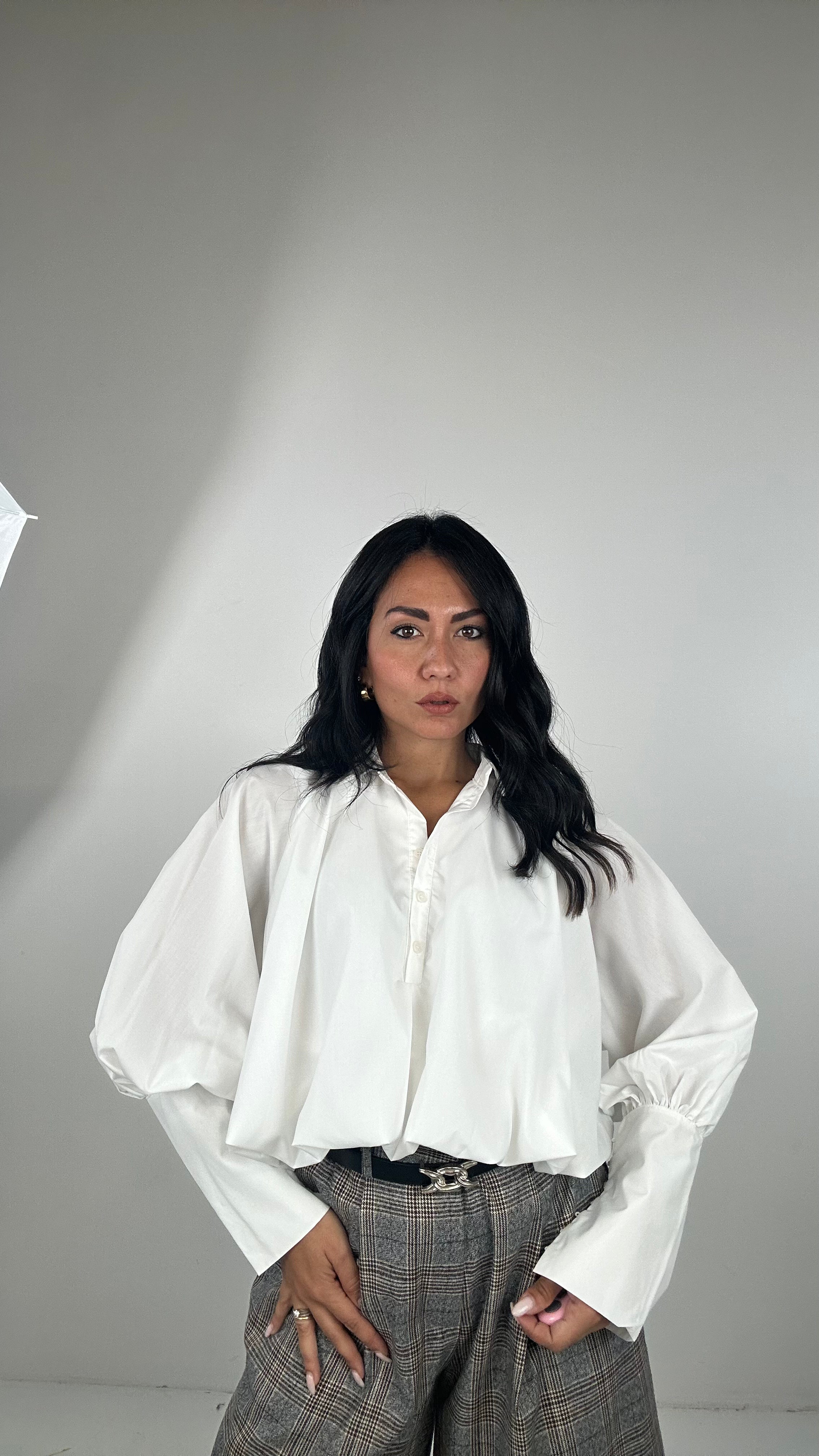 Camicia CROP A PALLONCINO - BIANCO