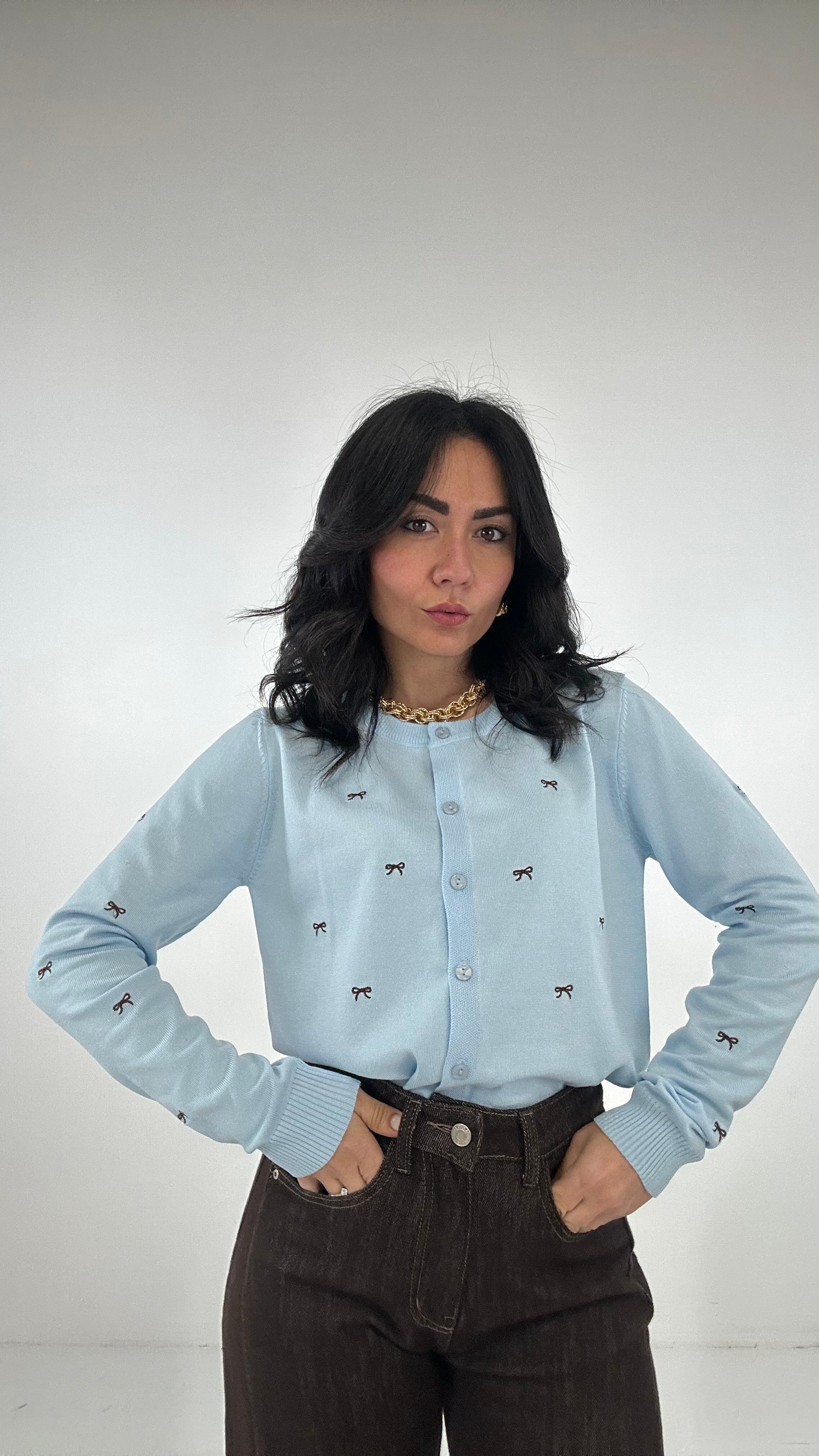 Cardigan FIOCCHETTI - CELESTE