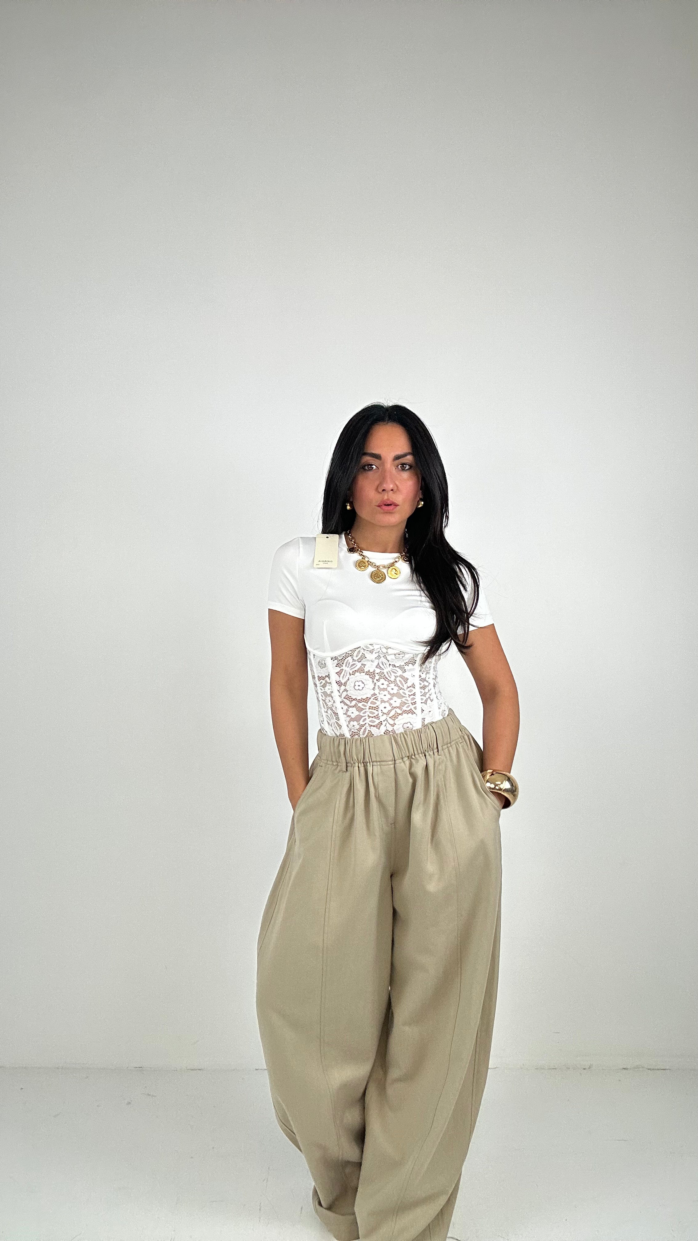 Pantalone COTTON BALLON - BEIGE