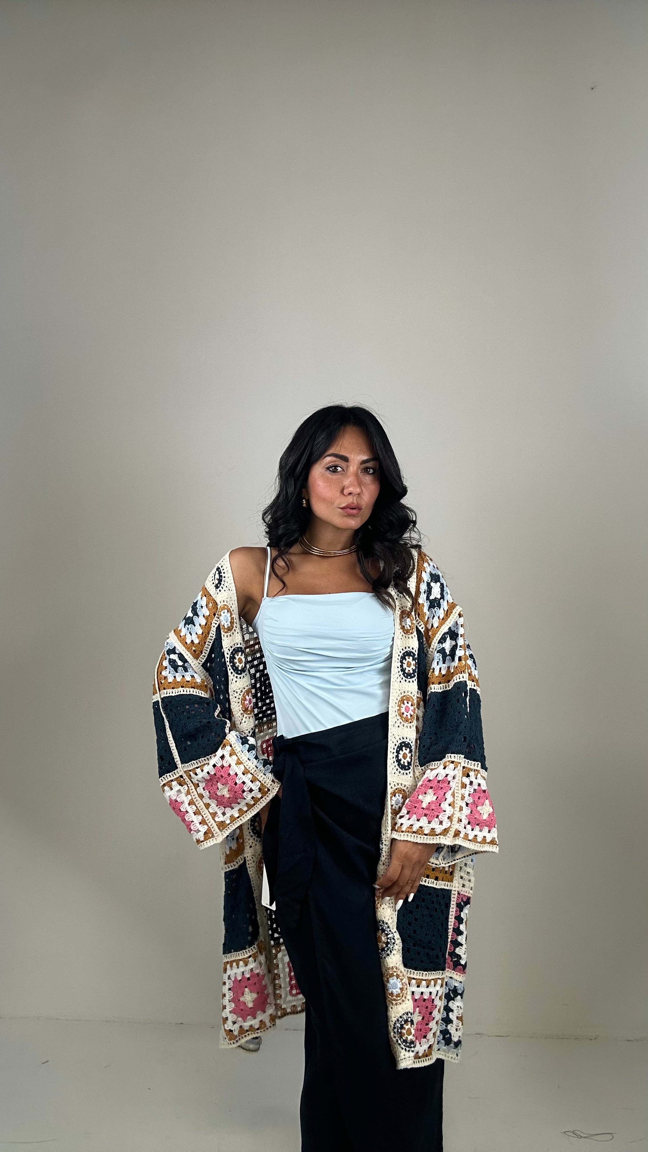 Kimono MACRAME' - BLU
