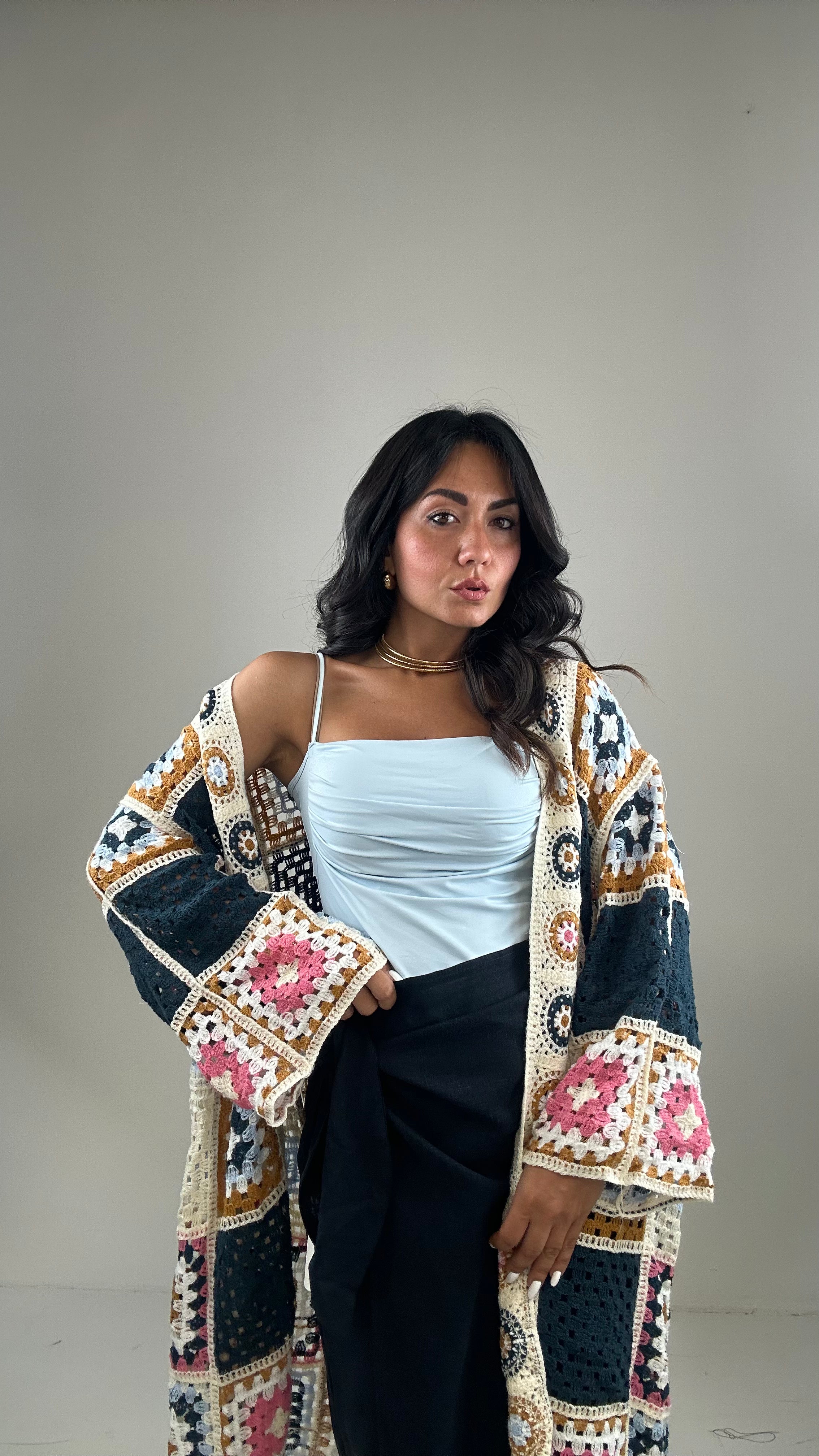 Kimono MACRAME' - BLU
