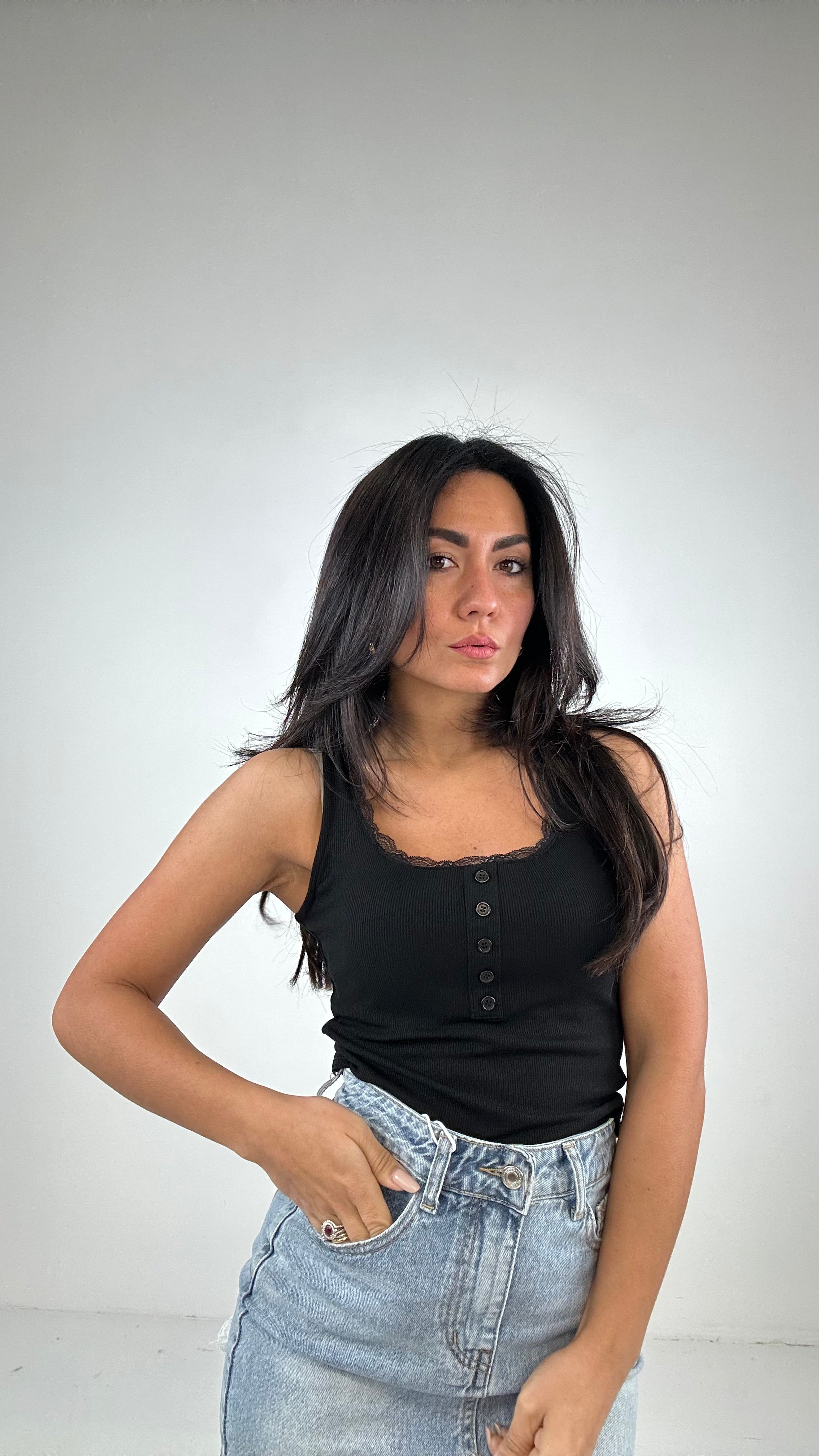 Body CON PIZZO - NERO