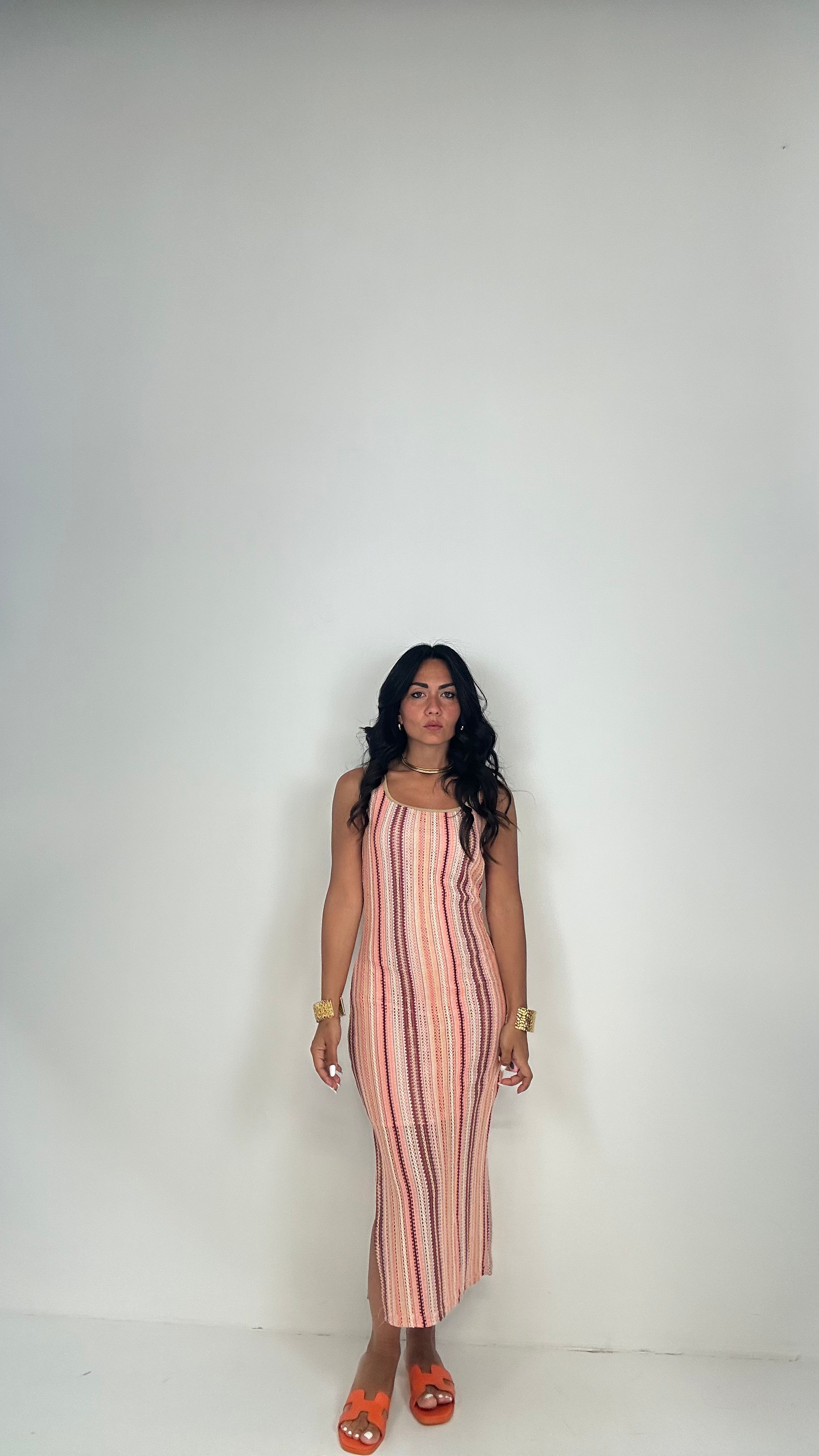Vestito MULTICOLOR CON SPACCHI - ROSA