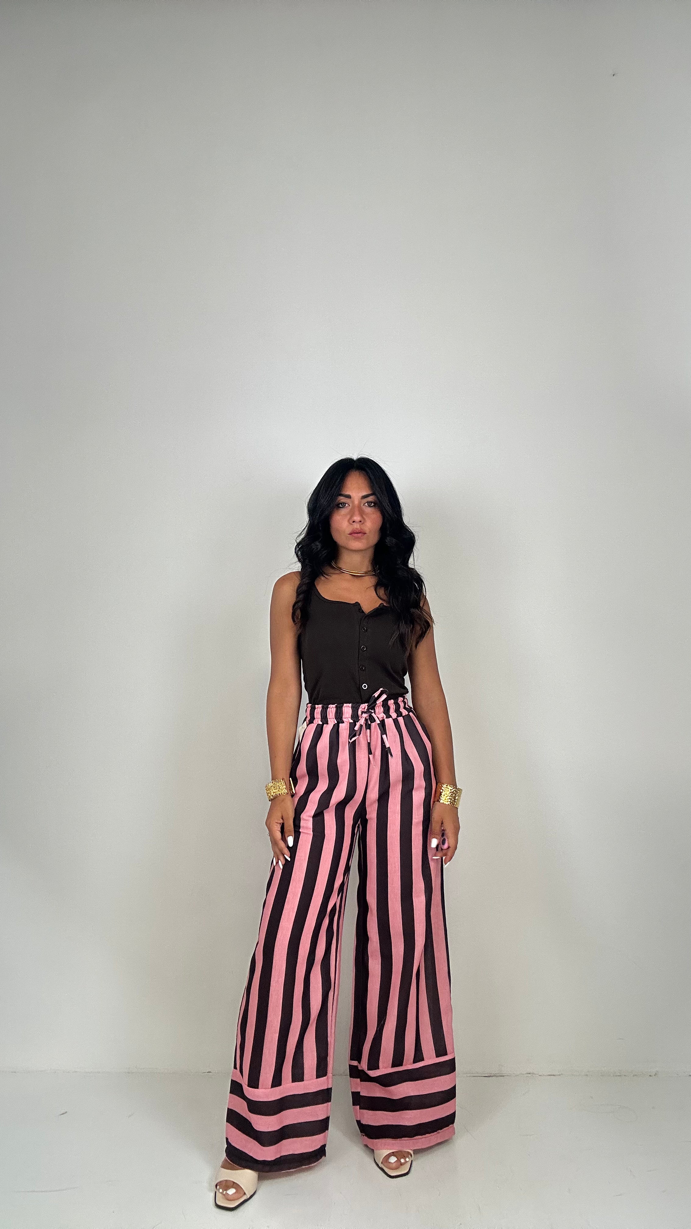 Pantalone RIGATO CULISSE - ROSA