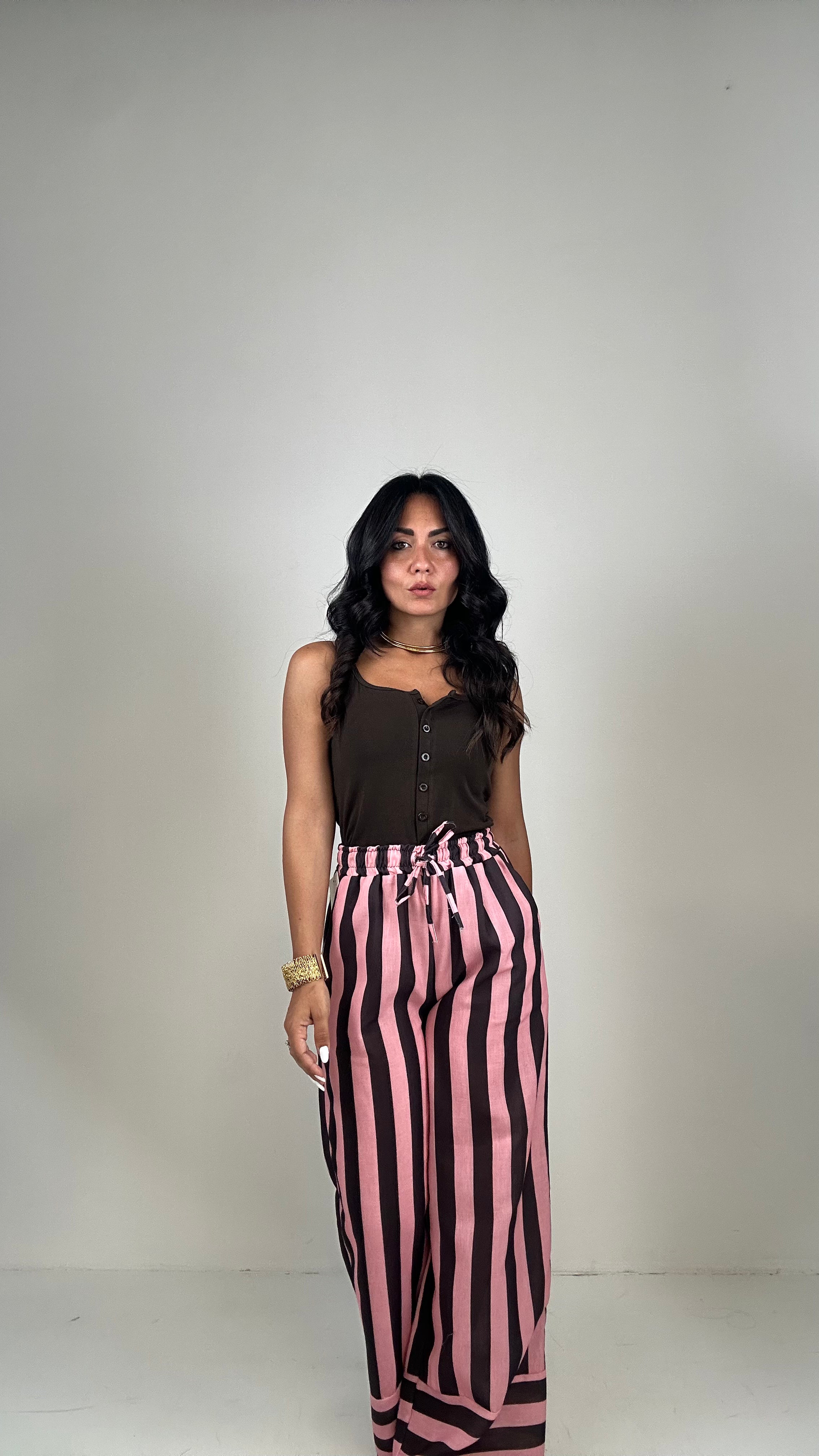 Pantalone RIGATO CULISSE - ROSA